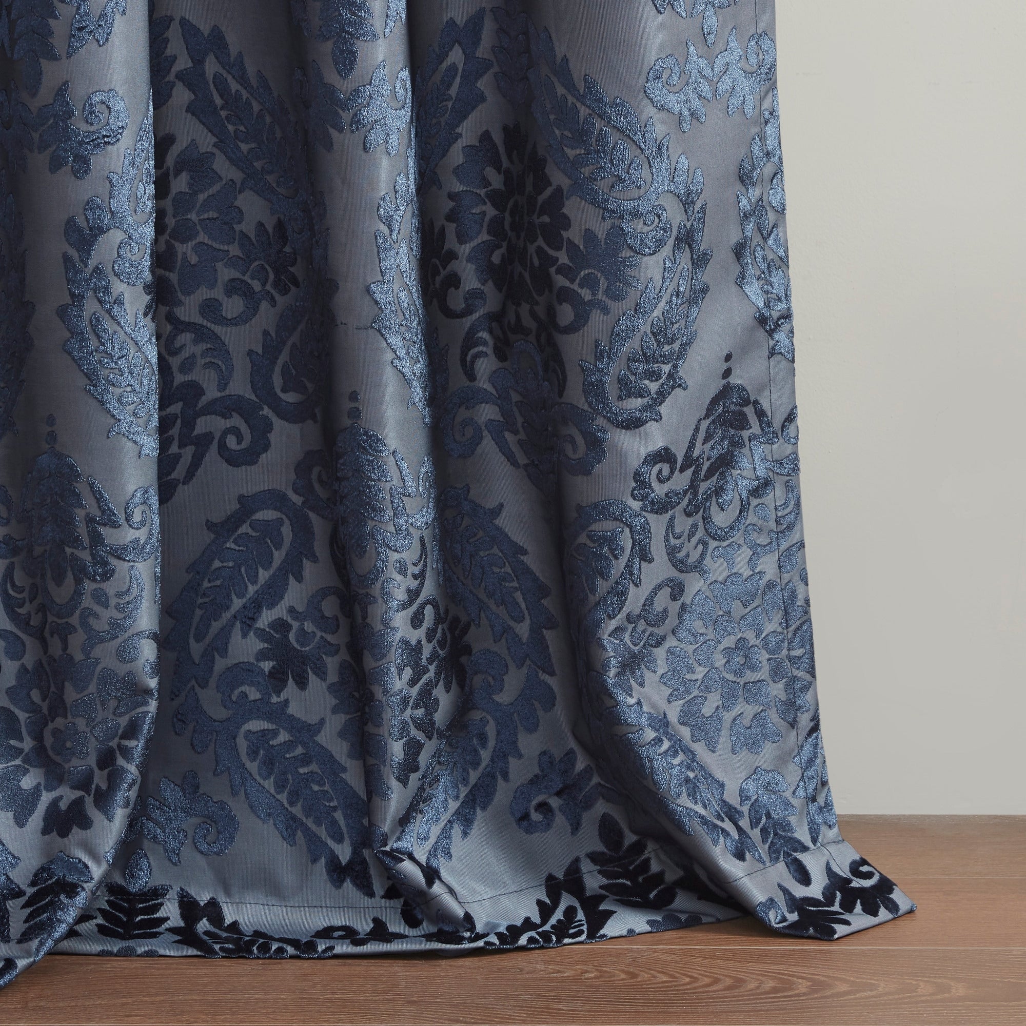 Loraine Knitted Jacquard Paisley Total Blackout Grommet Top Curtain Panel by SunSmart