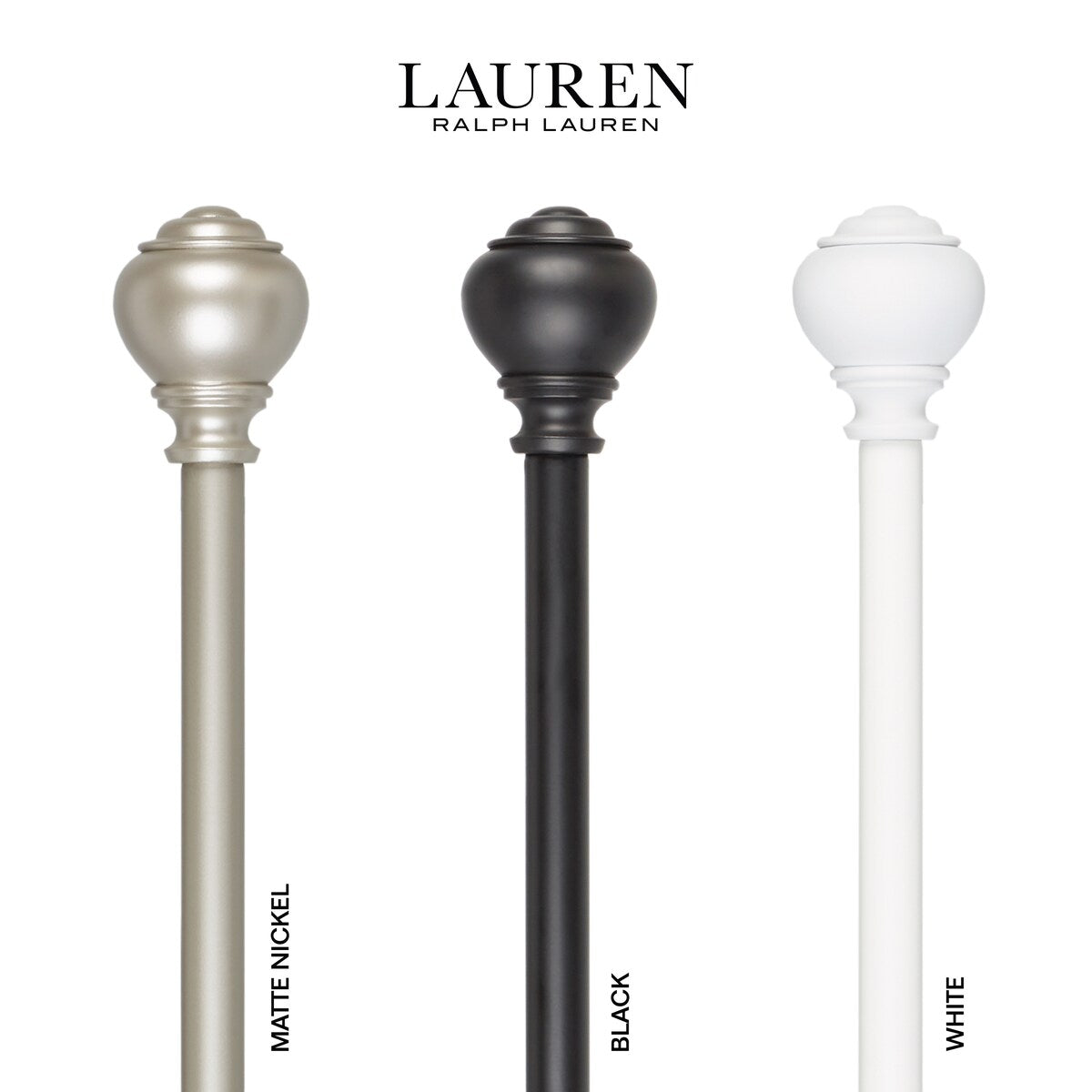 Lauren Ralph Lauren Markel 1 Adjustable Window Curtain Rod and Finial Set