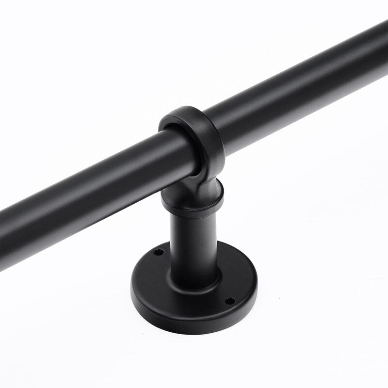 UTOPIA ALLEY 1 inch Industrial Curtain Rods for Windows, Blackout, Wrap Around Curtain Rods, Rustic Style, Matte Black