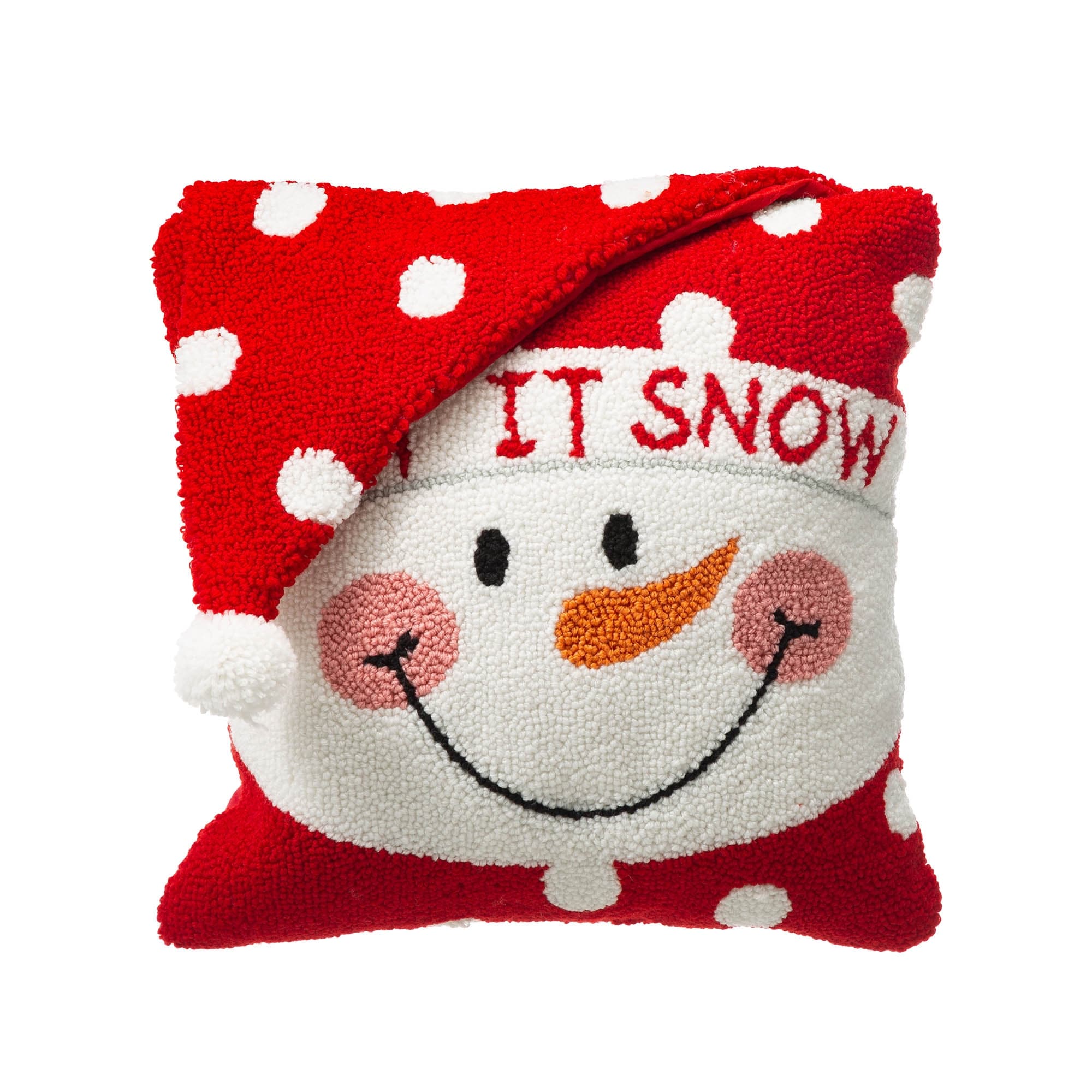 Glitzhome 14L Hooked 3D Santa Christmas Pillow Home Decor