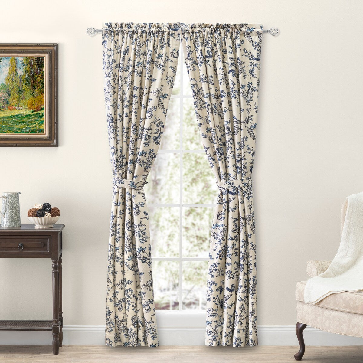 Waverly Gardens Tailored Panel Pair with tiebacks or Tailored Valance