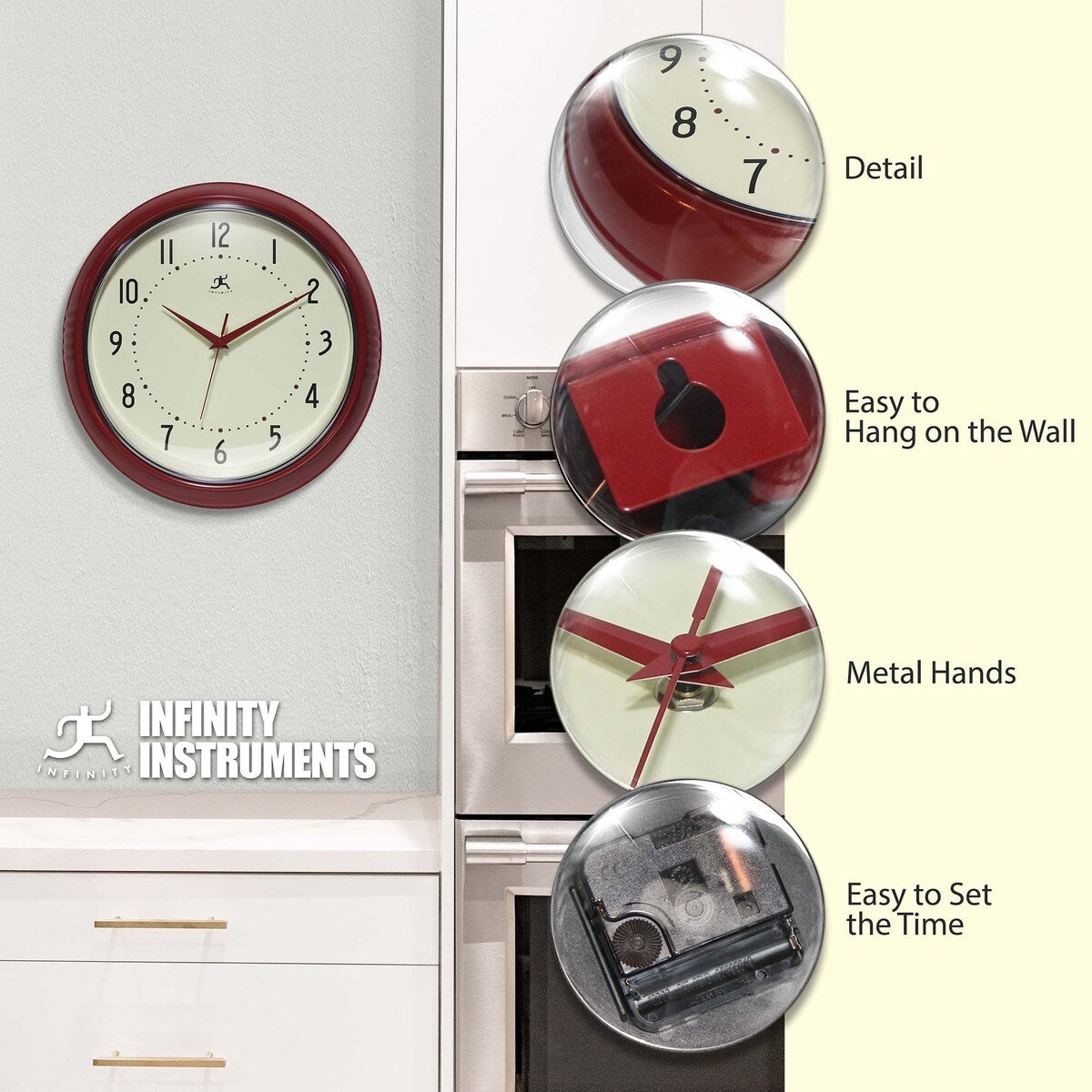 Round Retro Kitchen Wall Clock by Infinity Instruments