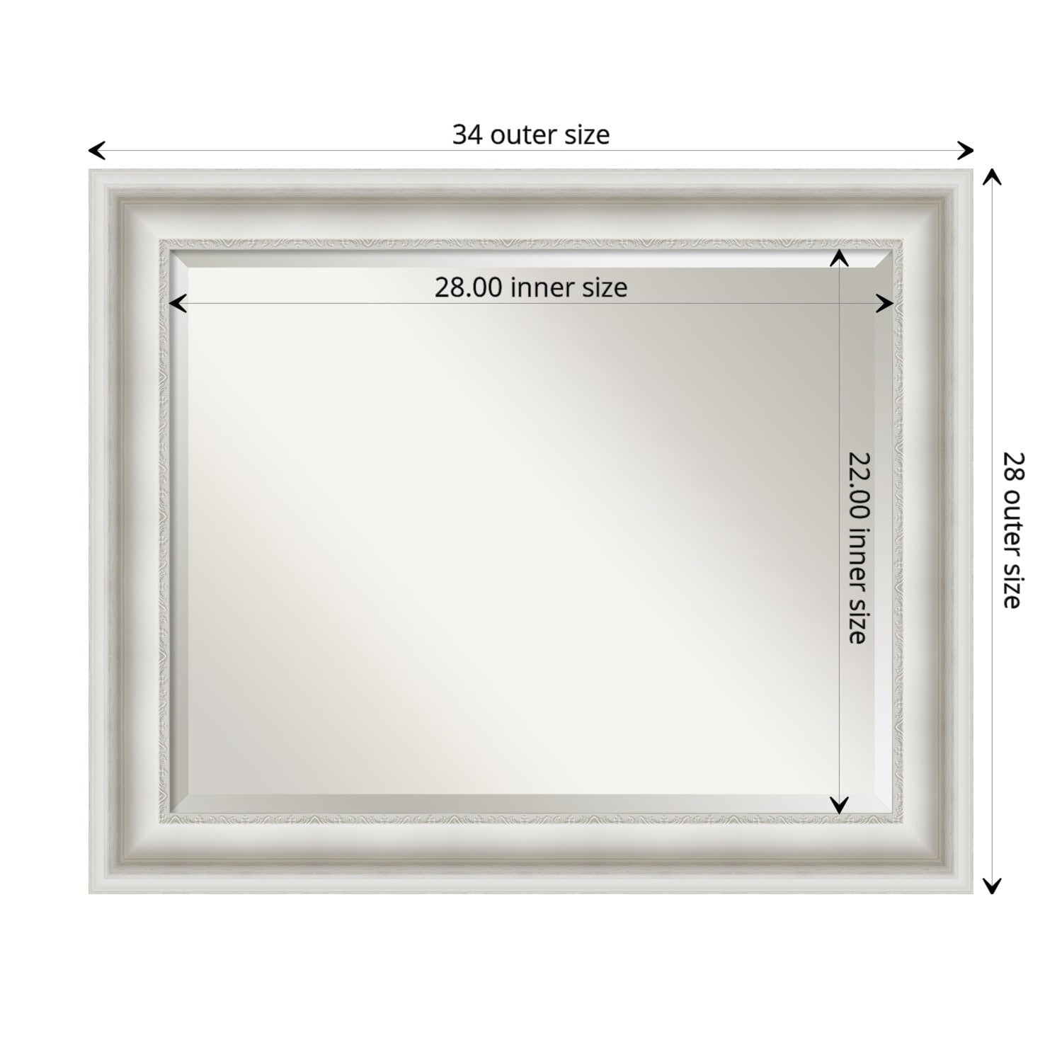 Beveled Bathroom Wall Mirror - Parlor White Frame