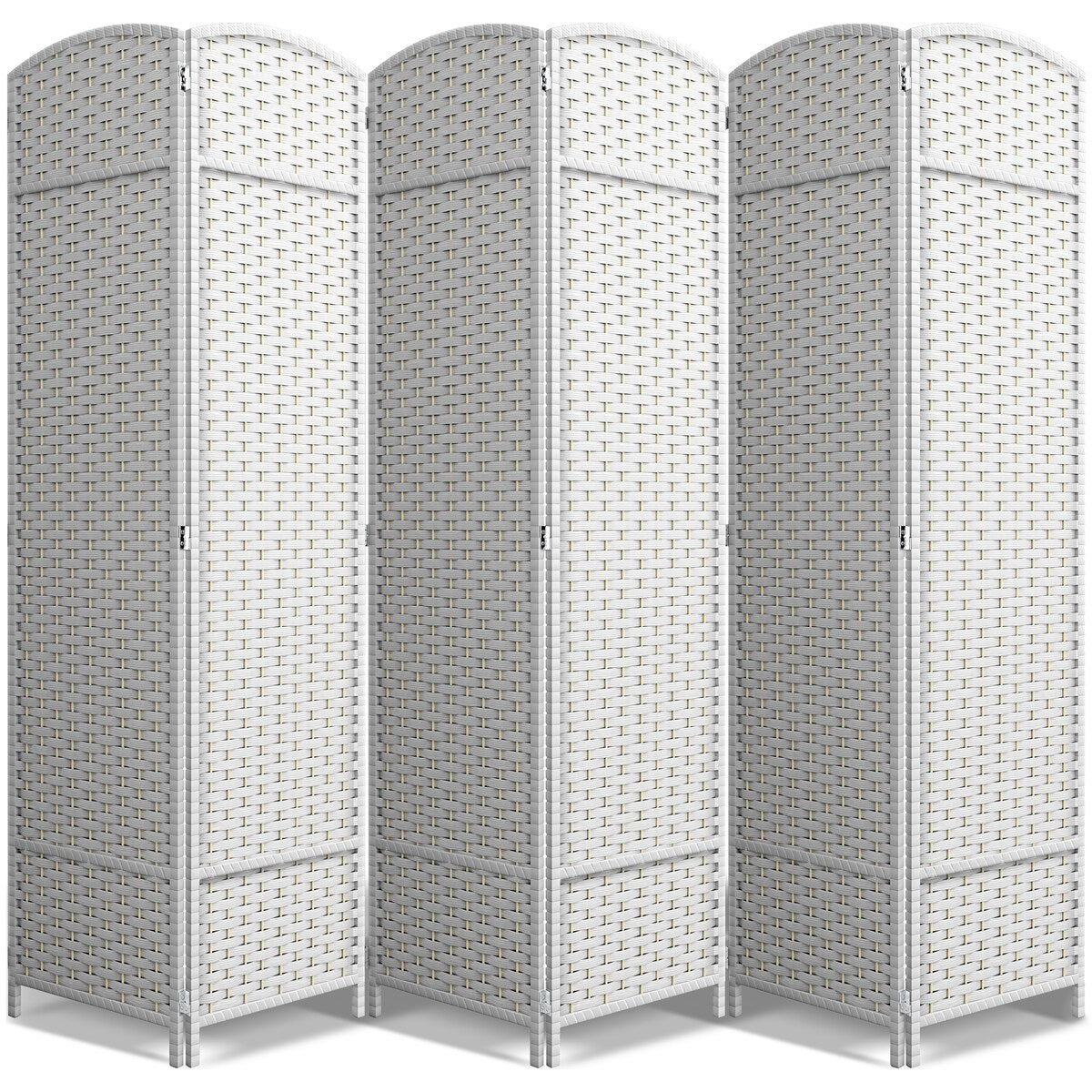 Sorbus 6 Panel Room Divider Tall Privacy Partition Screen Extra Wide Double Hinged Mesh Hand-Woven Folding Wall Divider - 6ft