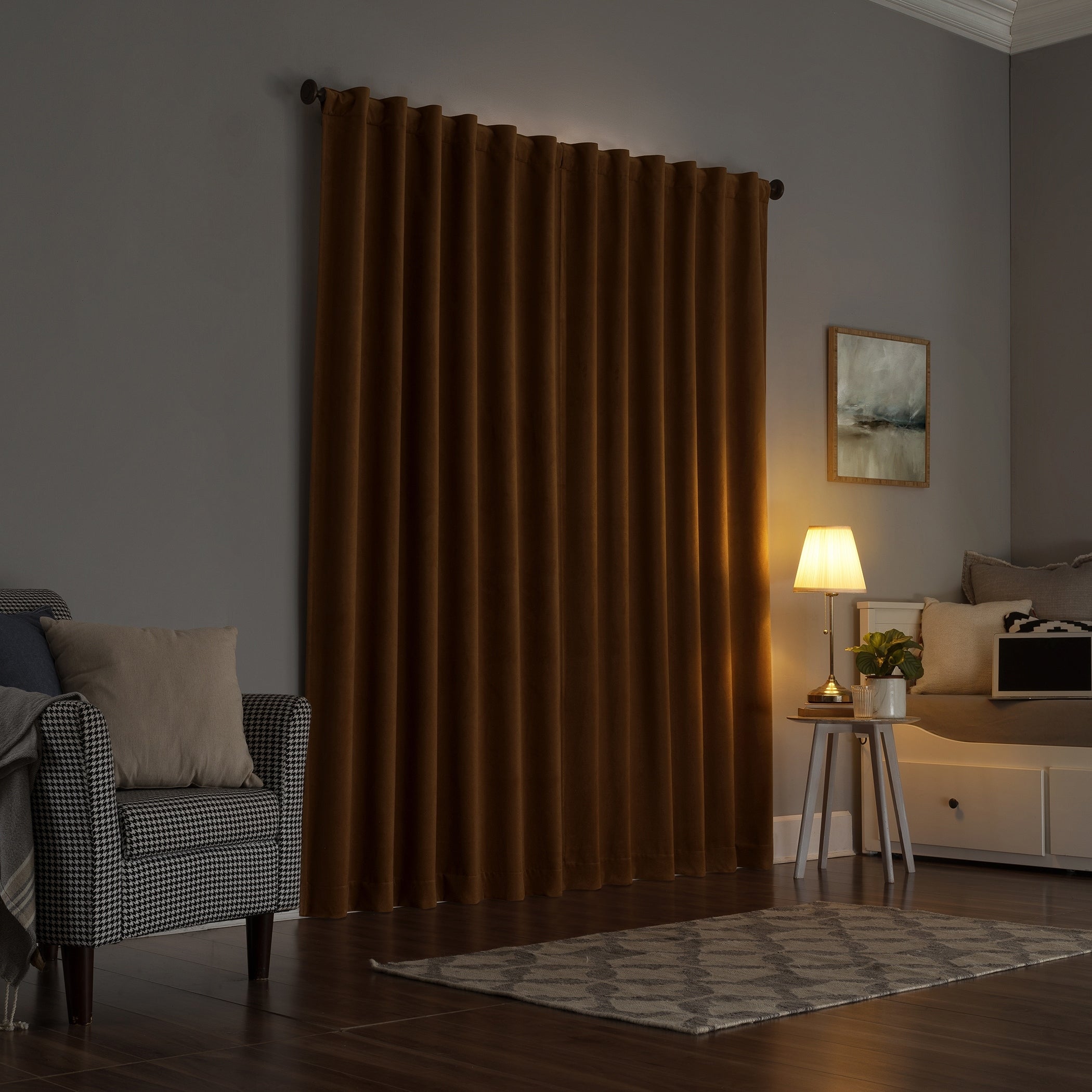 Sun Zero Amherst Velvet Noise Reducing Thermal Extreme Total Blackout Back Tab Curtain Panel, Single Panel