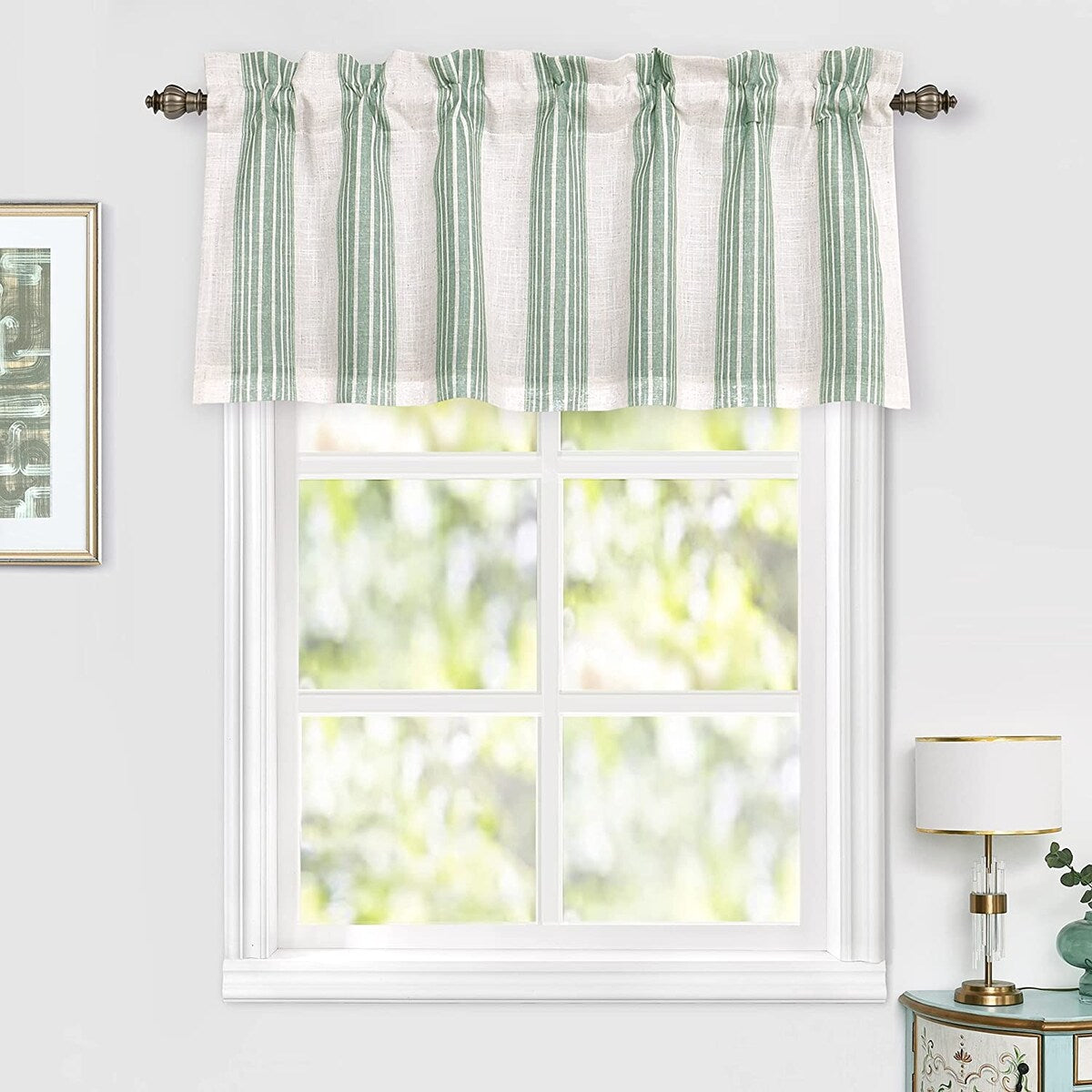 DriftAway Chris Vertical Striped Pattern Linen Textured Blackout Window Curtain Valance