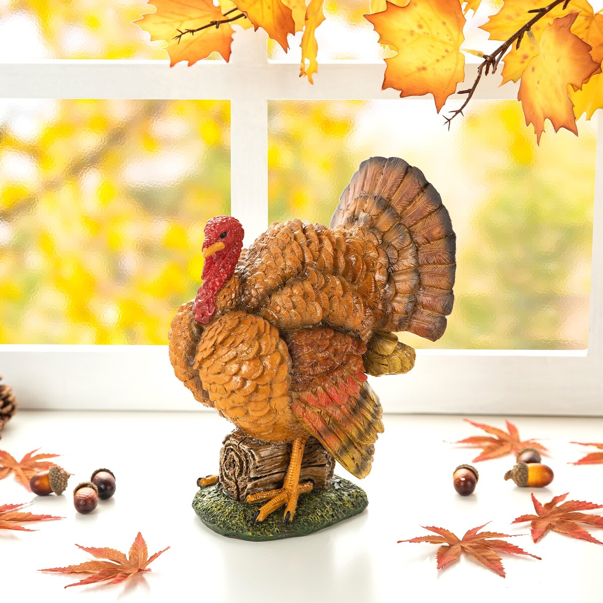 Glitzhome 9.5H Thanksgiving Resin Turkey Table Decor