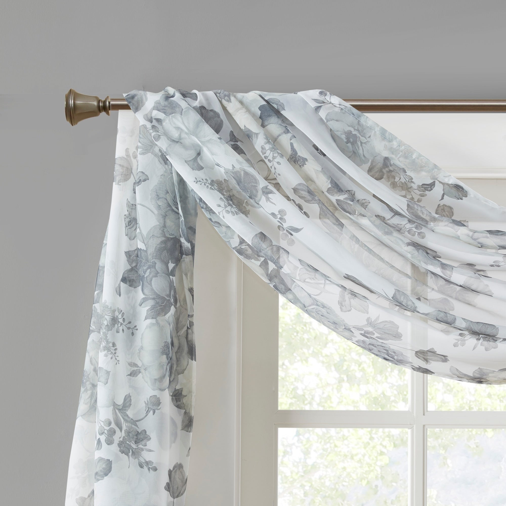 Madison Park Abelia Printed Floral Voile Sheer Scarf