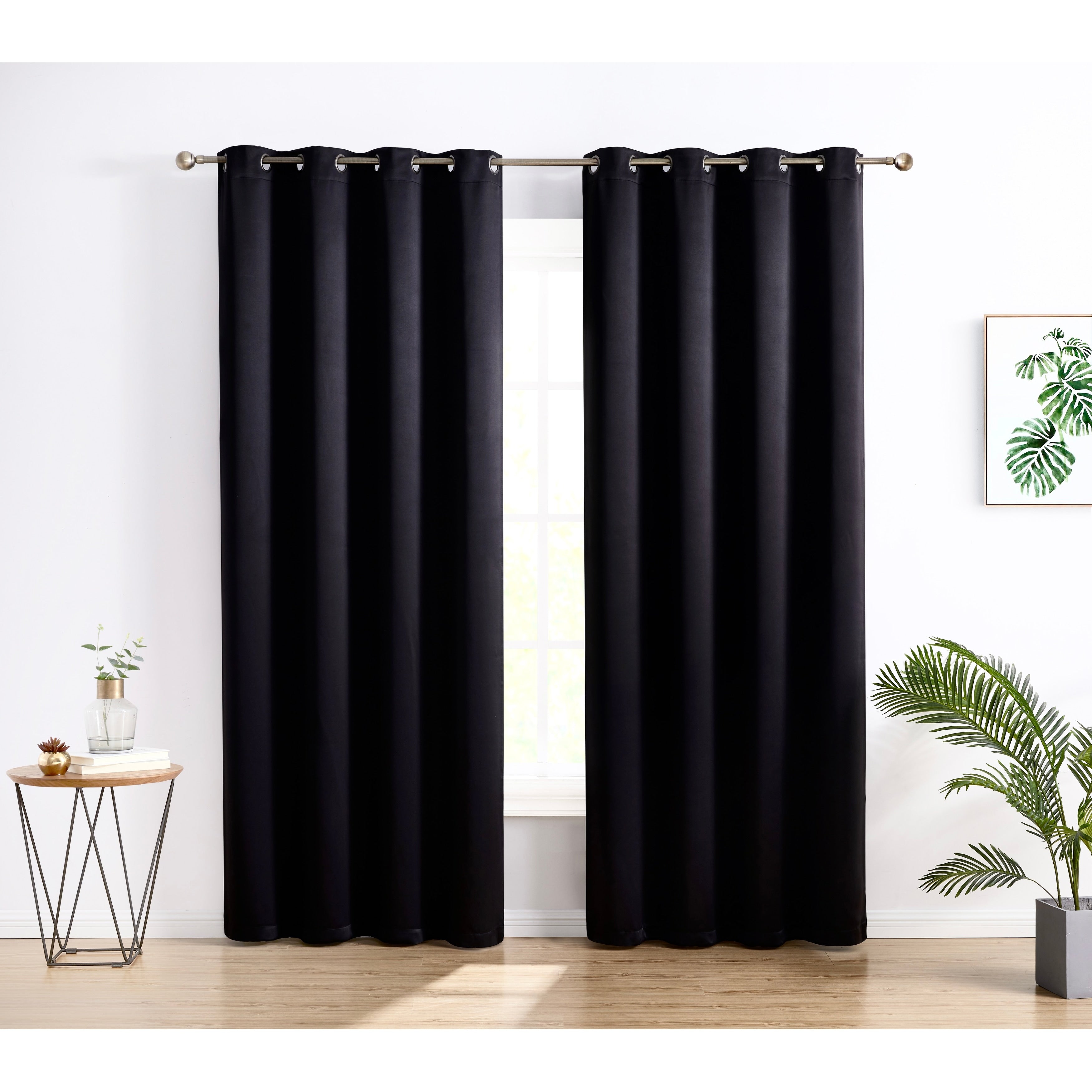 HLC.me Oxford Blackout Curtains - Thermal Insulated Window Treatment Grommet Panels, Set of 2