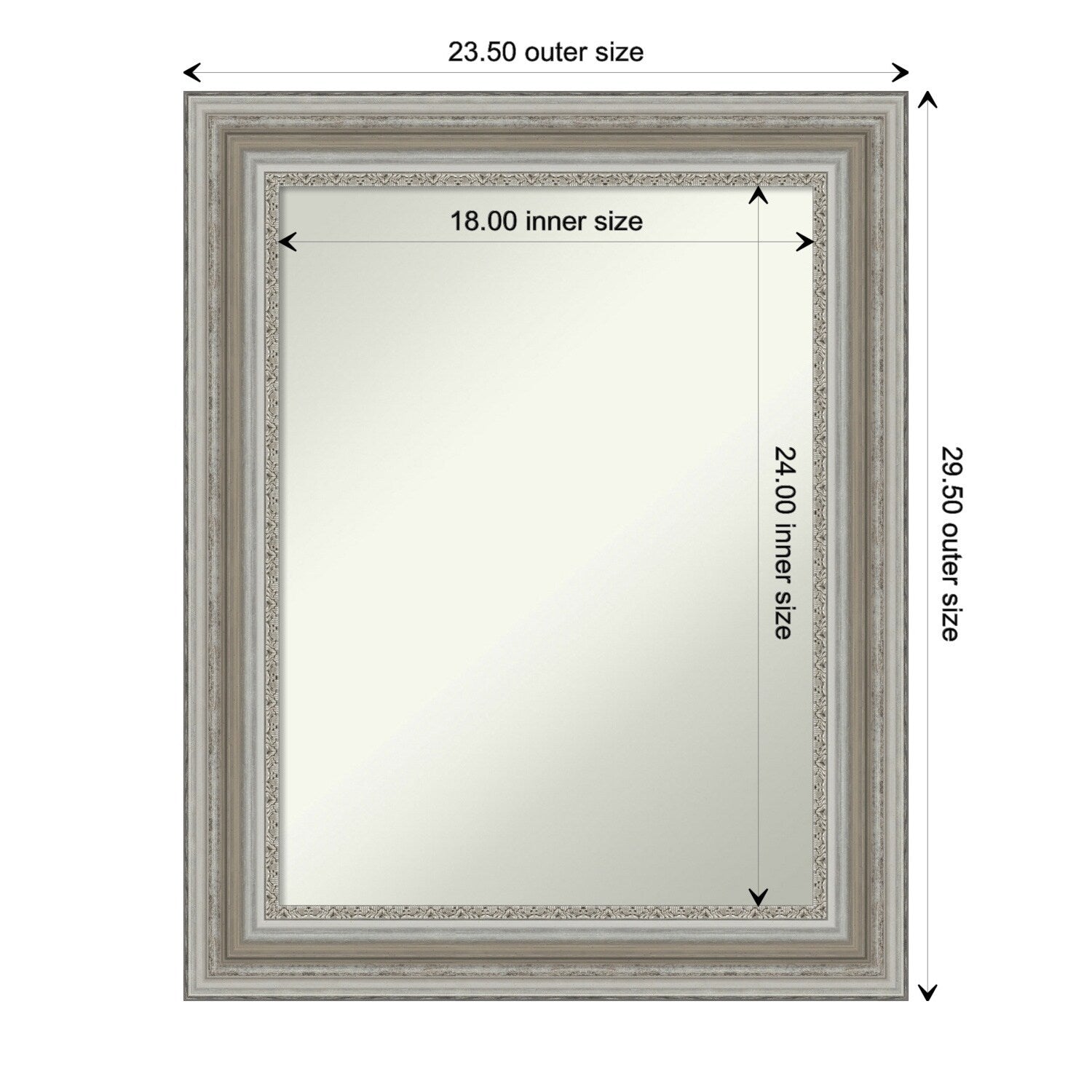 Non-Beveled Bathroom Wall Mirror - Parlor Silver Frame