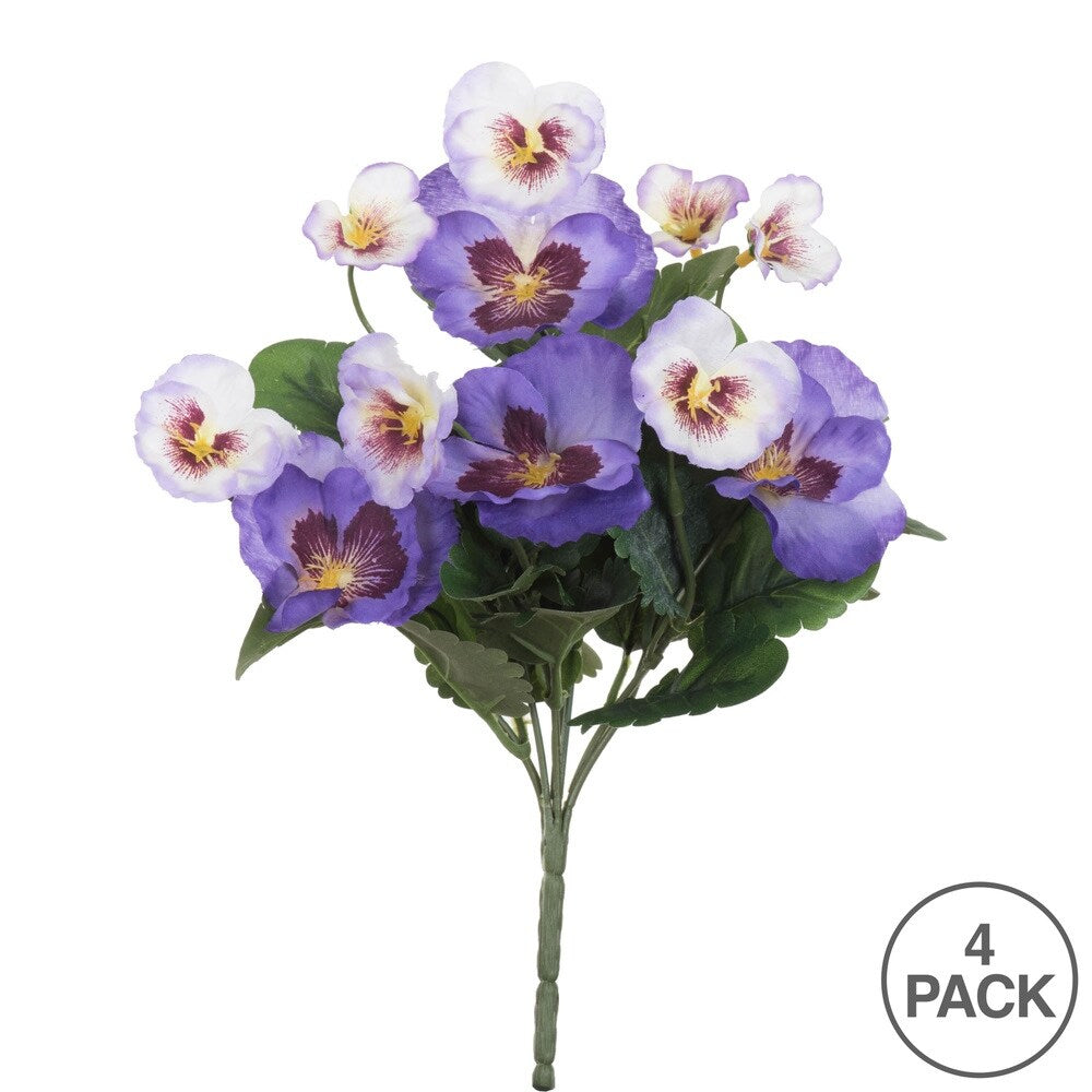 Vickerman 10 Artificial Purple Pansy Bush, 4 per pack