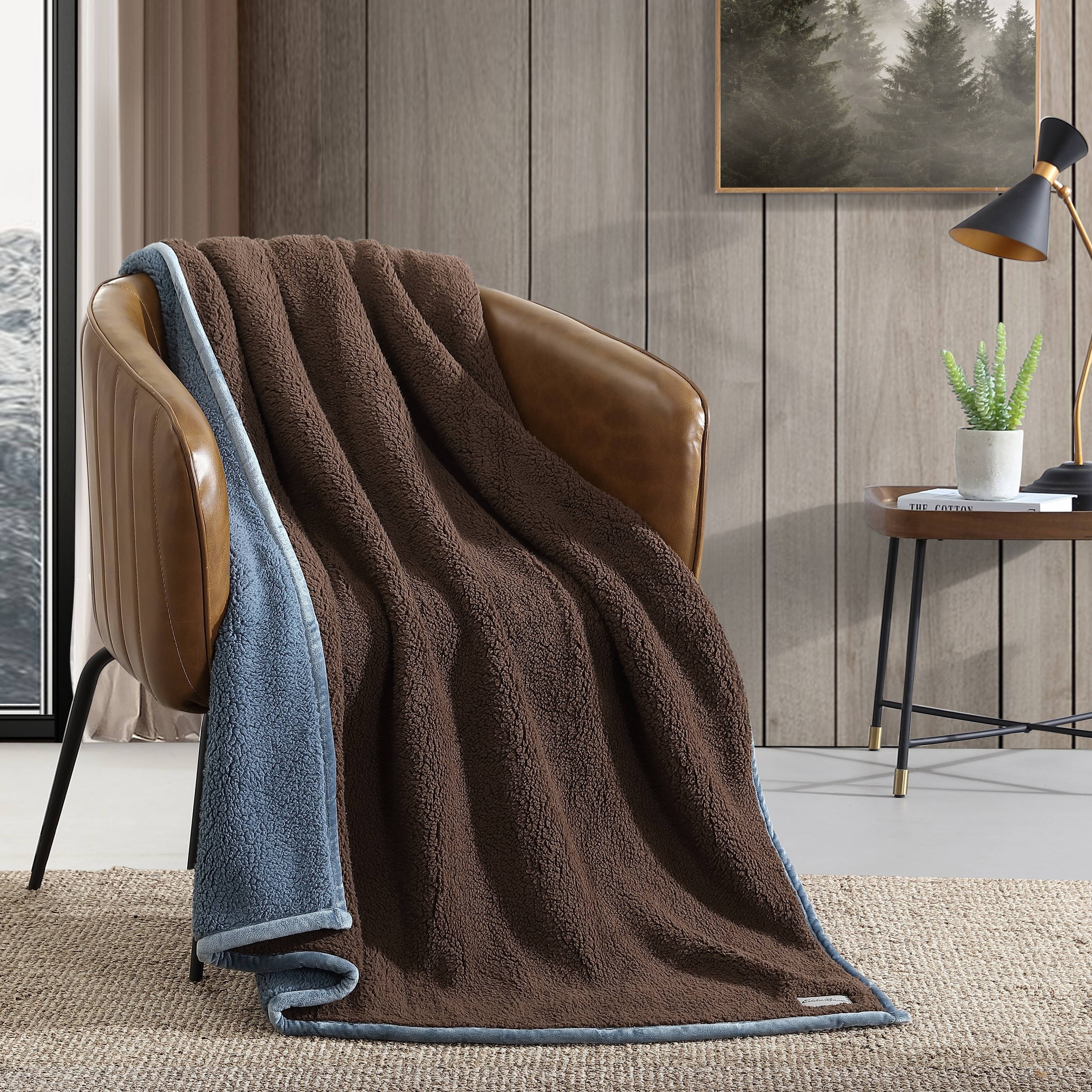 Eddie Bauer Bi Colored Sherpa Reversible Throw Blanket