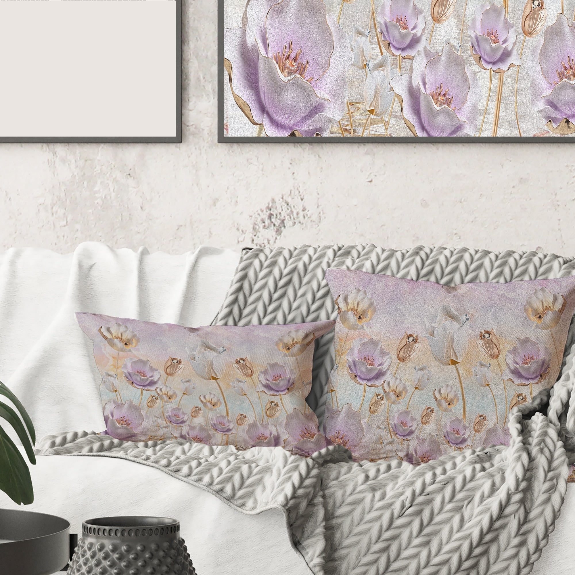 Designart 'Blossoming Flowers In Pastel Tones' Traditional Printed Throw Pillow