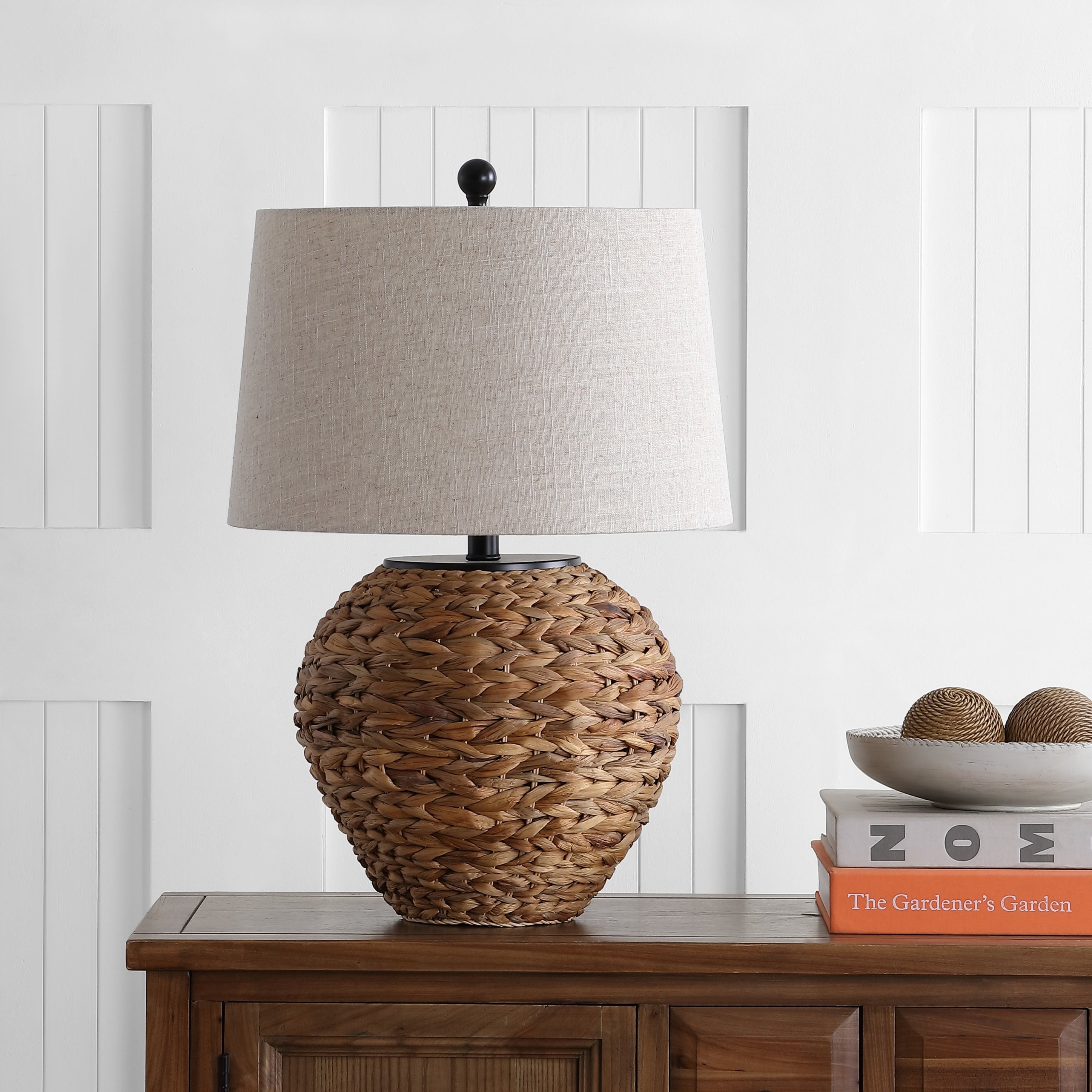 Elicia 24.5 Banana Leaf Basket LED Table Lamp, by JONATHAN Y