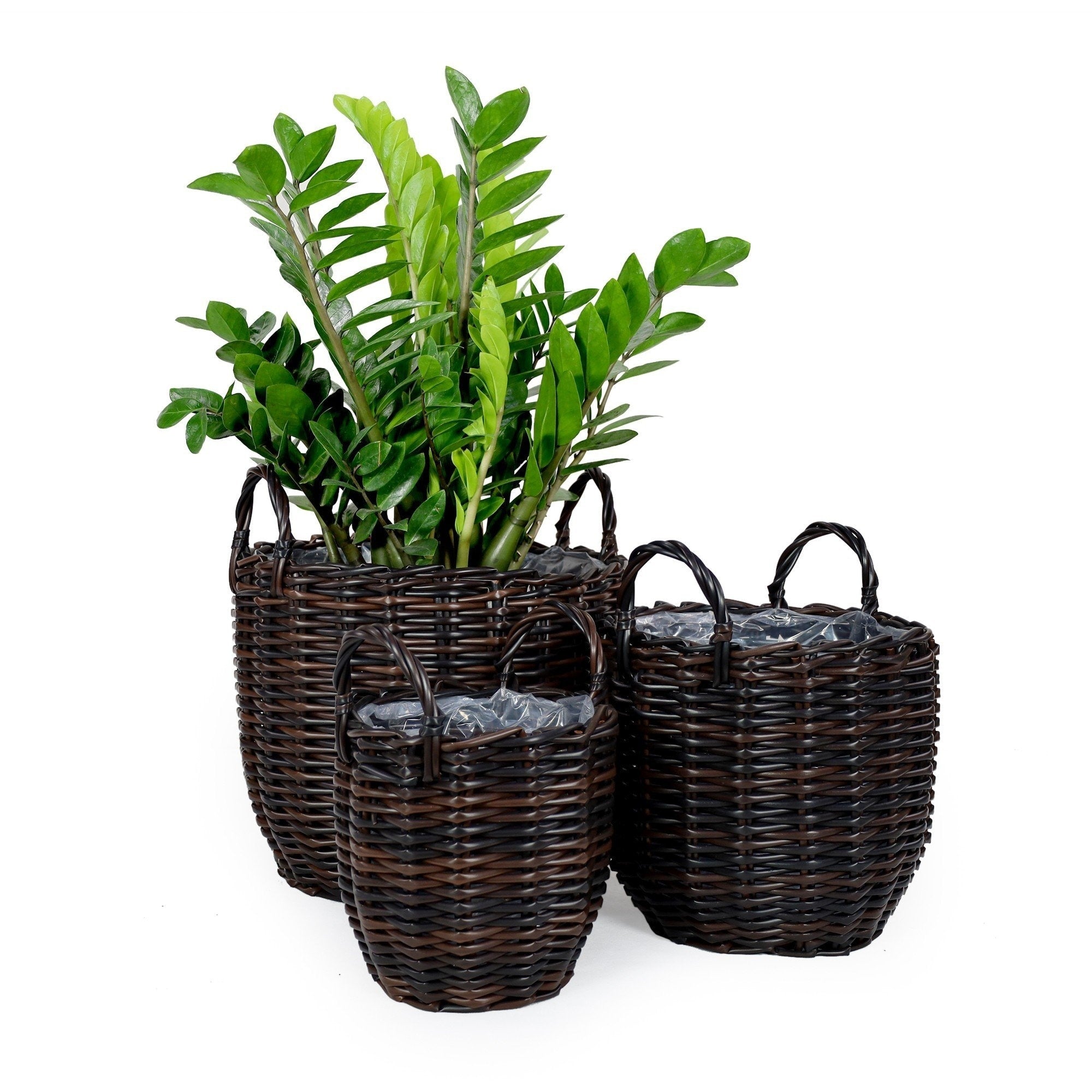 DTY Signature 3-Pack Wicker Multi-purposes Basket with handle - Planter basket