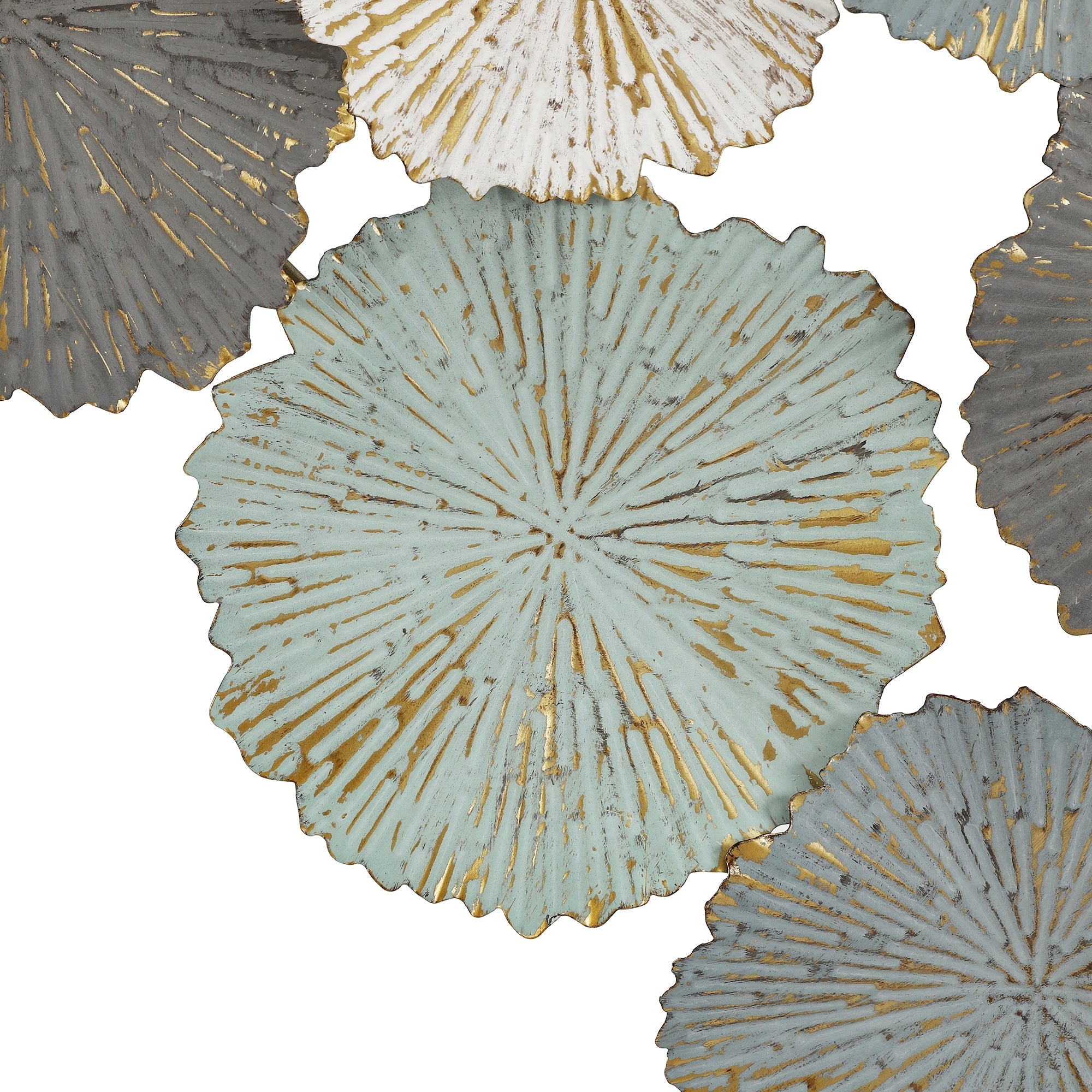 Distressed Multi-Color Abstract Flowers Metal Wall Decor