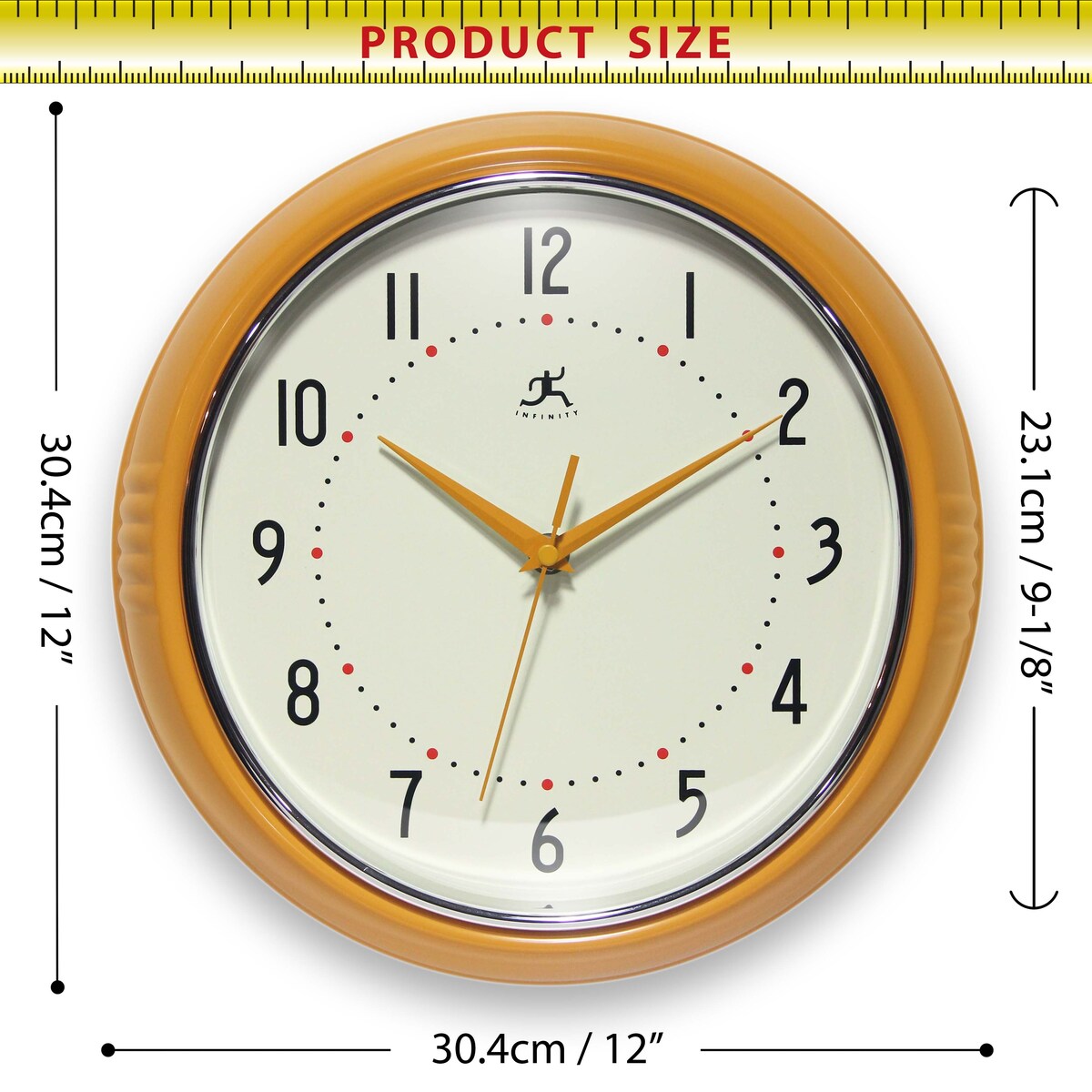 Round Retro Kitchen Wall Clock by Infinity Instruments