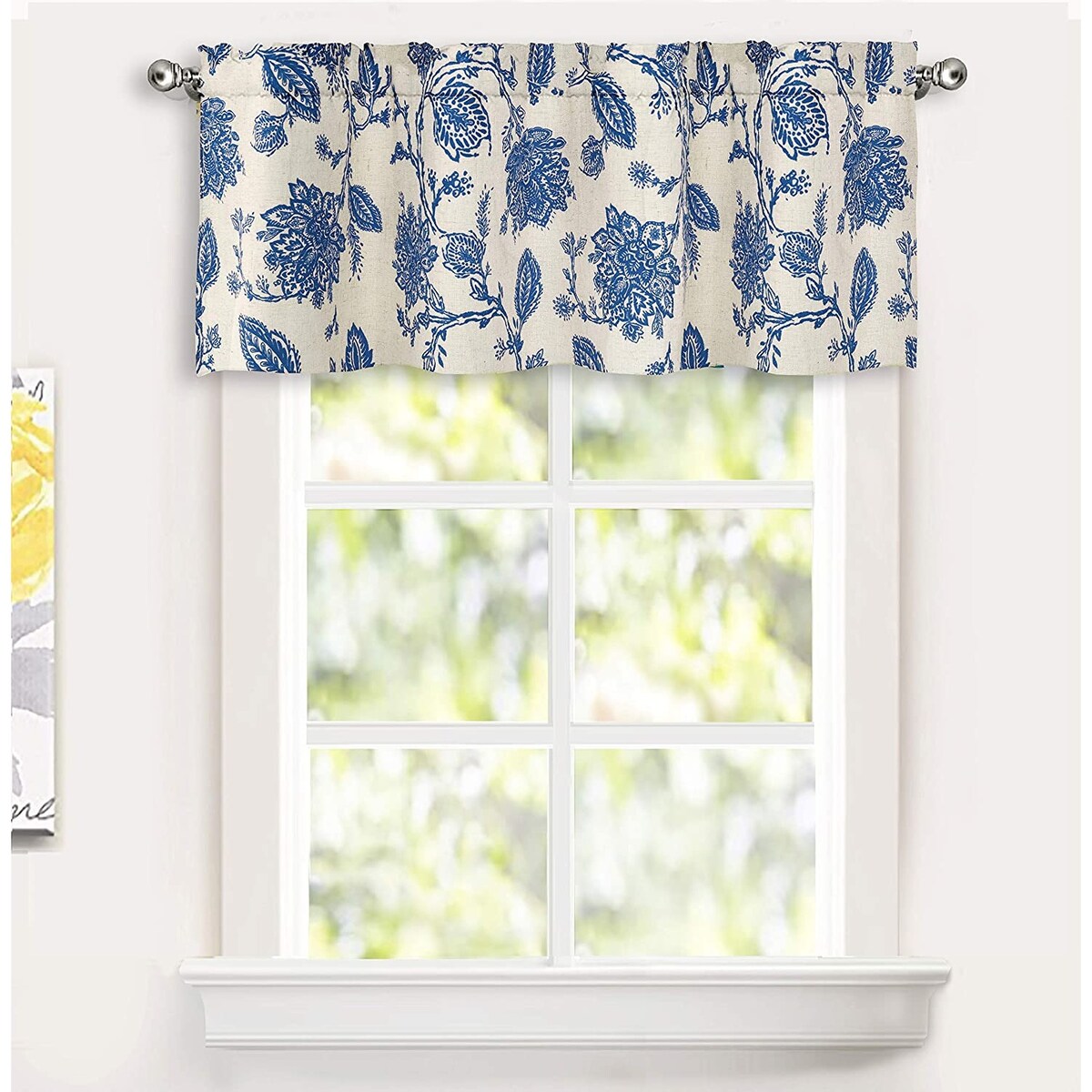 DriftAway Freda Jacobean Floral Linen Blend Window Curtain Valance