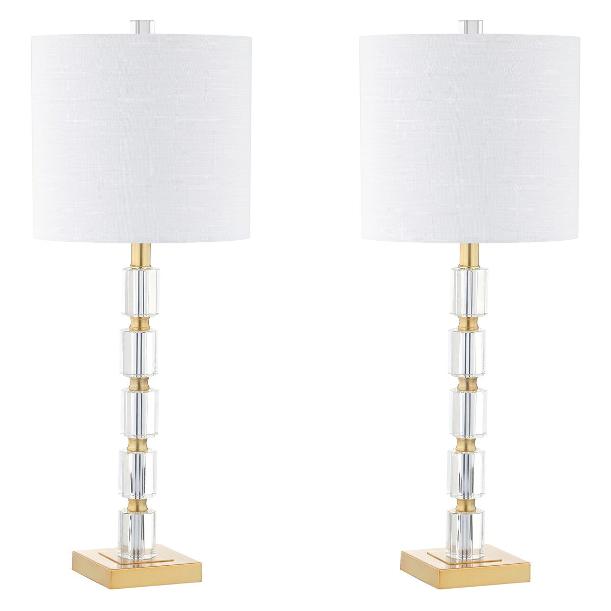 Nala 28.5 Crystal LED Table Lamp, Clear/Brass (Set of 2) by JONATHAN Y