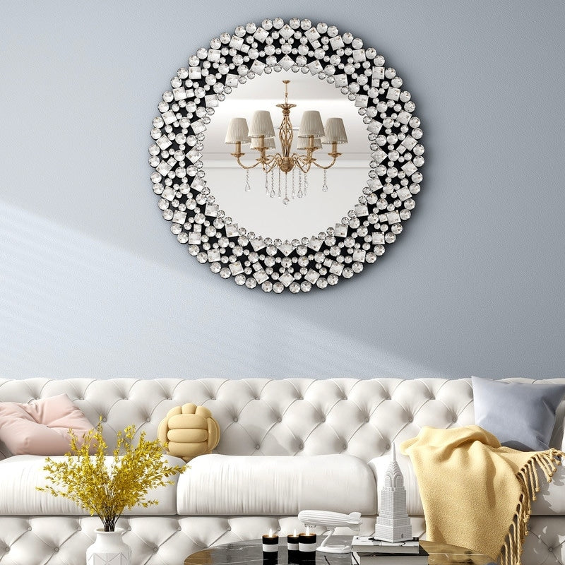 Crystal Accent Round Wall Mirror