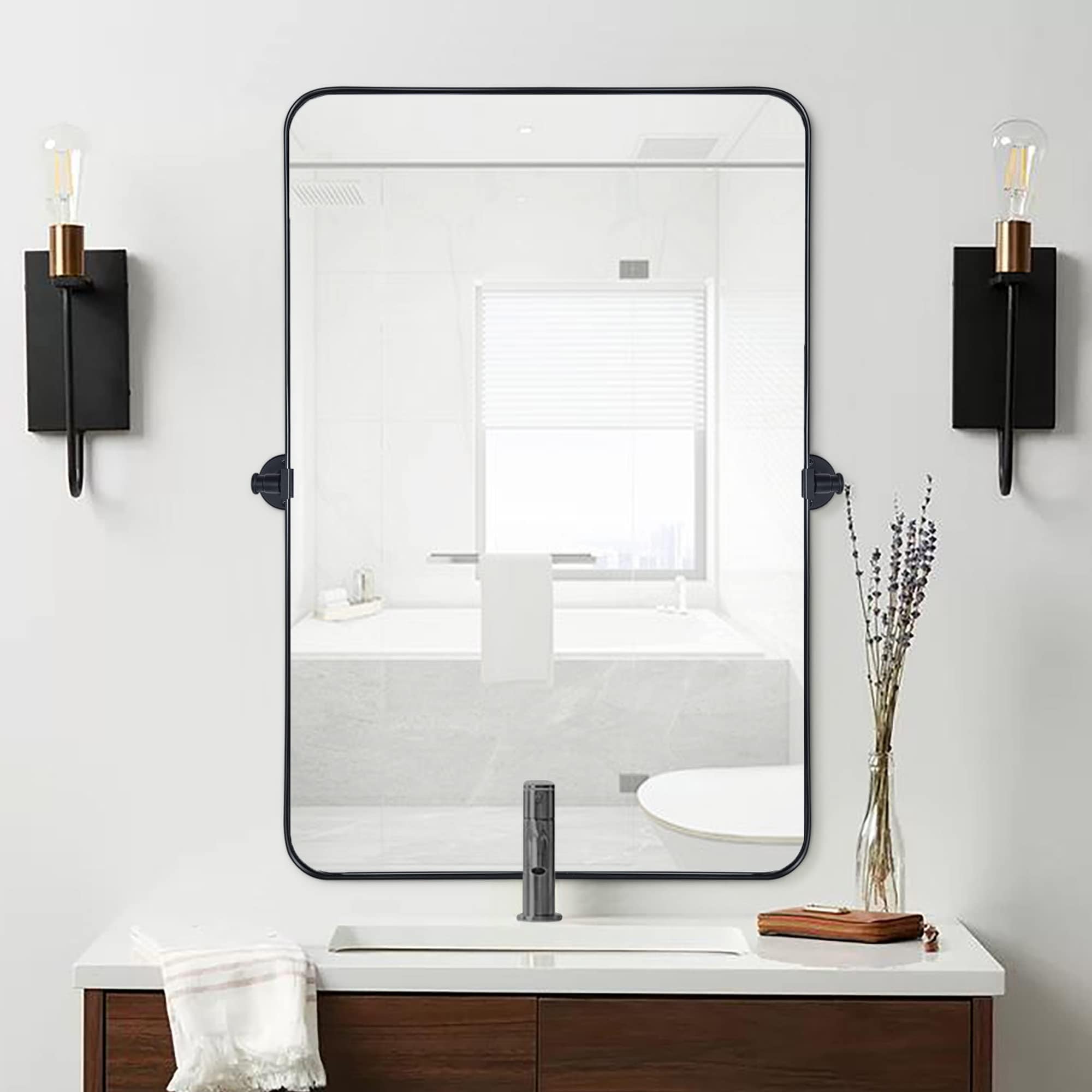 TEHOME Jonathan Rectangle Pivot Tilt Metal Wall Mirror