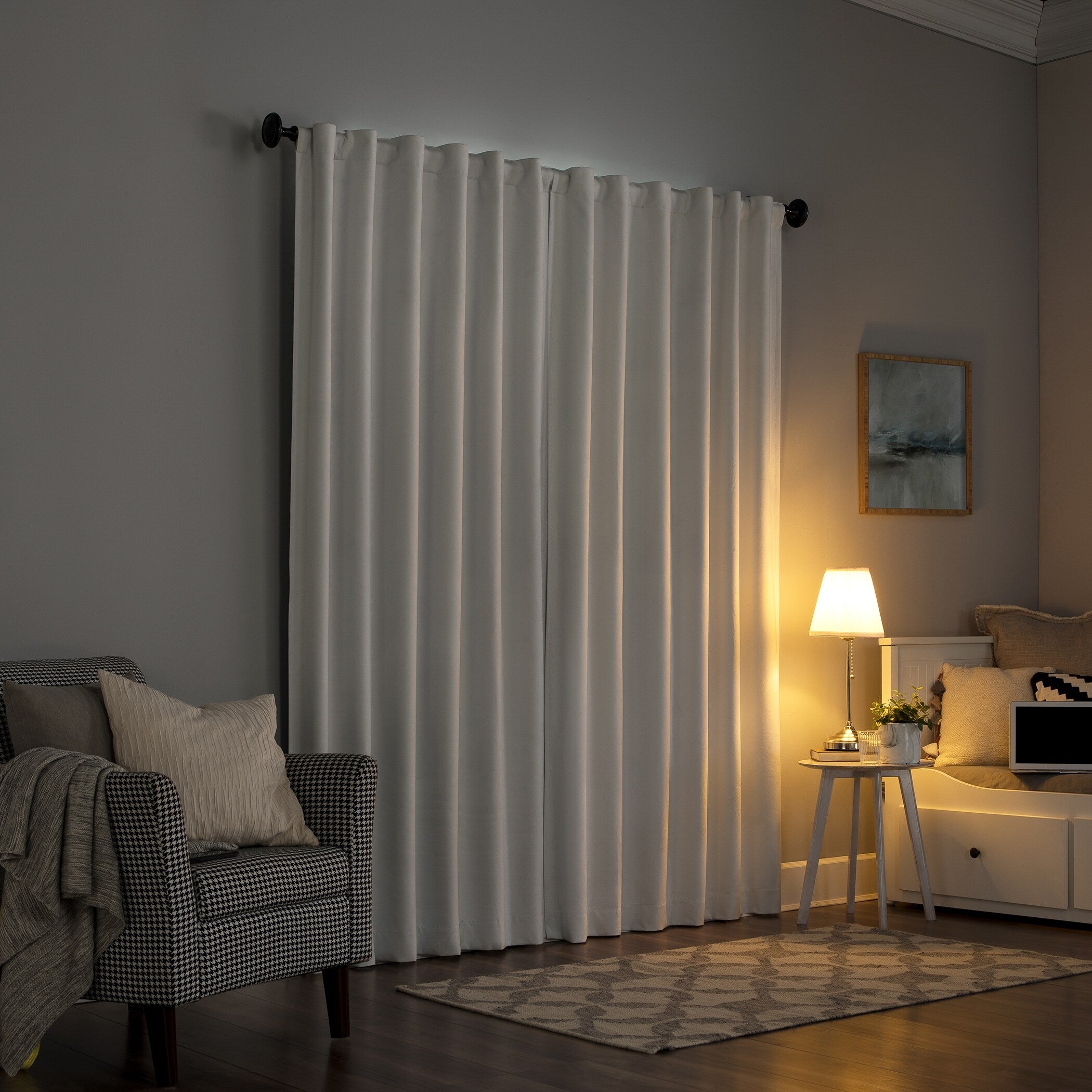 Sun Zero Amherst Velvet Noise Reducing Thermal Extreme Total Blackout Back Tab Curtain Panel, Single Panel