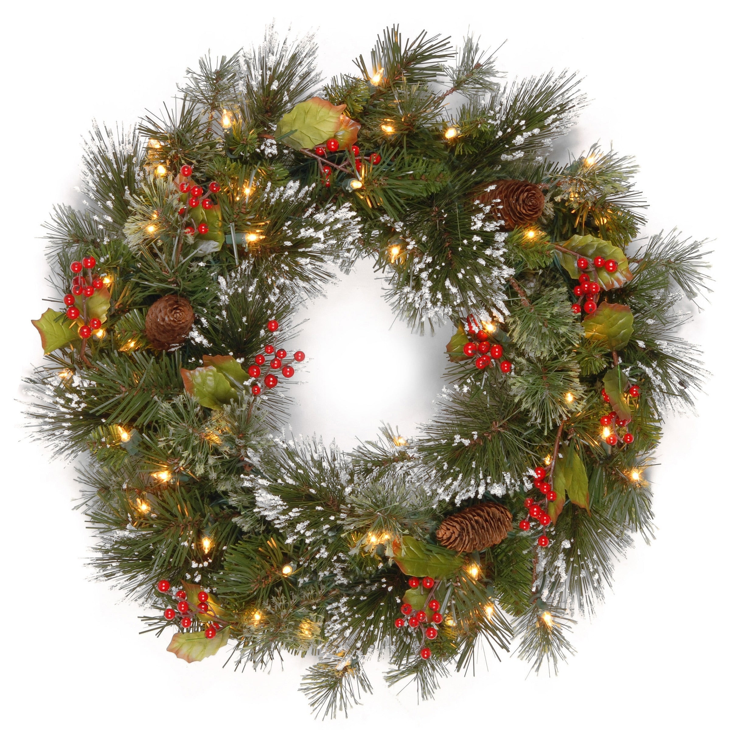 National Tree Company 2 ft. Wintry Pine Wreath w/ Battery Timer - 2 ft