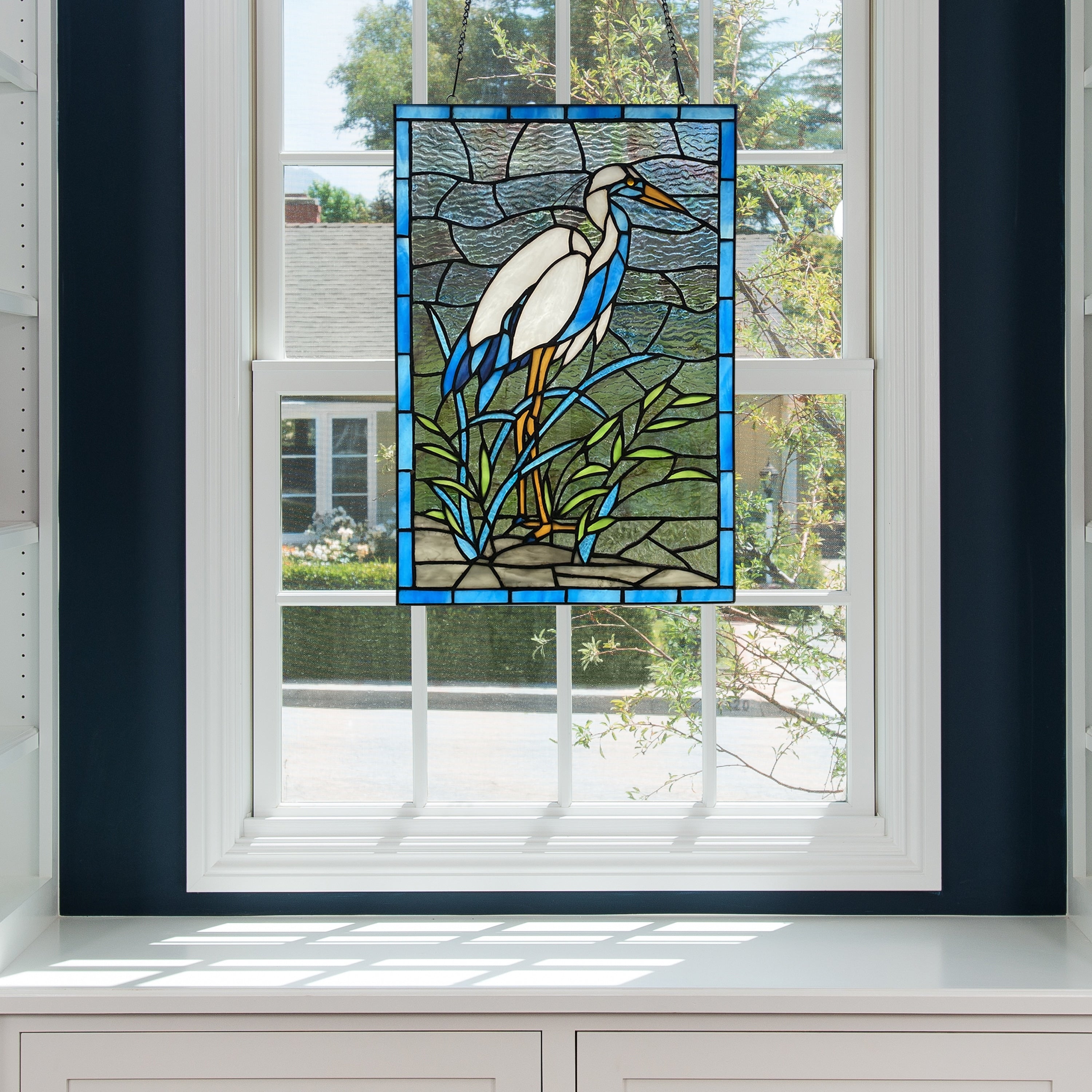 River of Goods River of Goods 18-Inch Majestic Crane Stained Glass Window Panel - 12 x 0.25 x 18