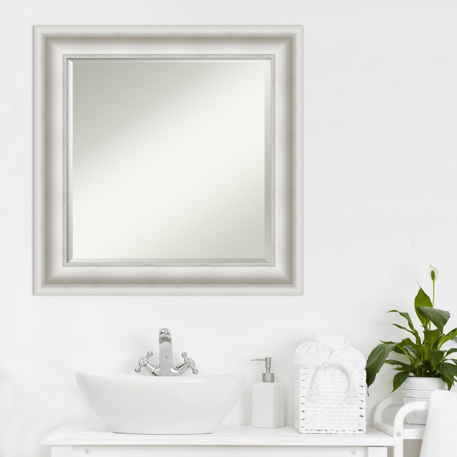 Beveled Bathroom Wall Mirror - Parlor White Frame