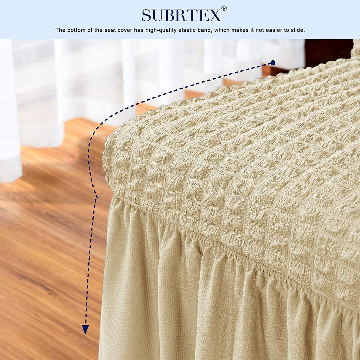 Subrtex Set-of-4 Stretch Dining Chair Cover Ruffle Skirt Slipcovers