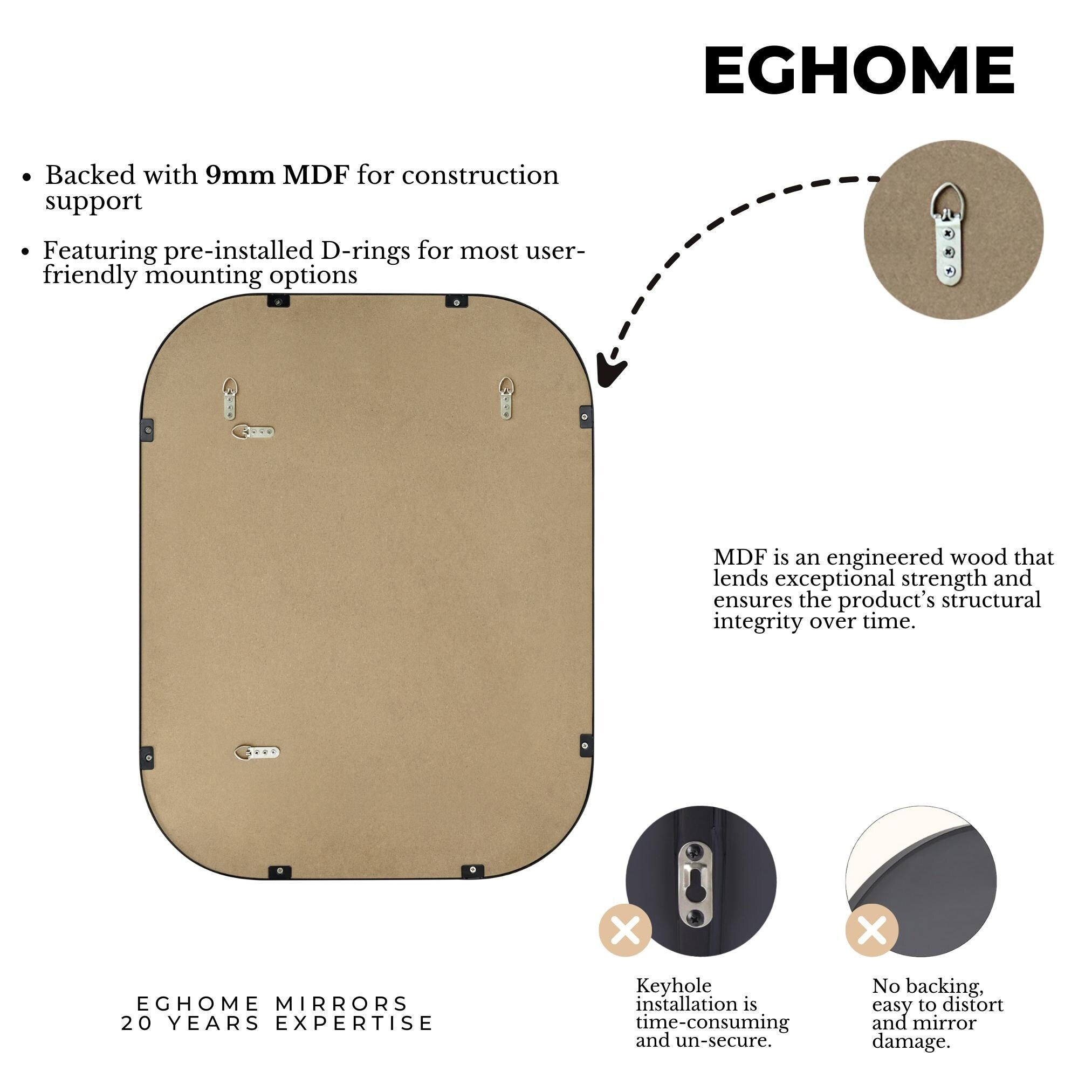 TEHOME Mid-Century Modern Chic Metal Rounded Wall Mirrors