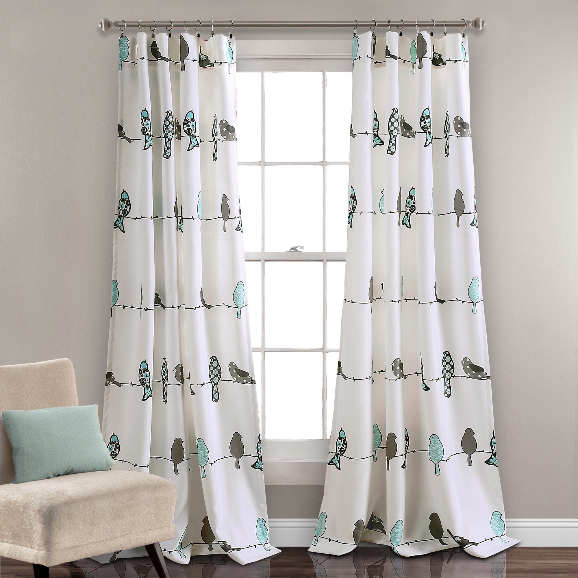 Lush Decor Rowley Birds Room Darkening Curtain Panel Pair