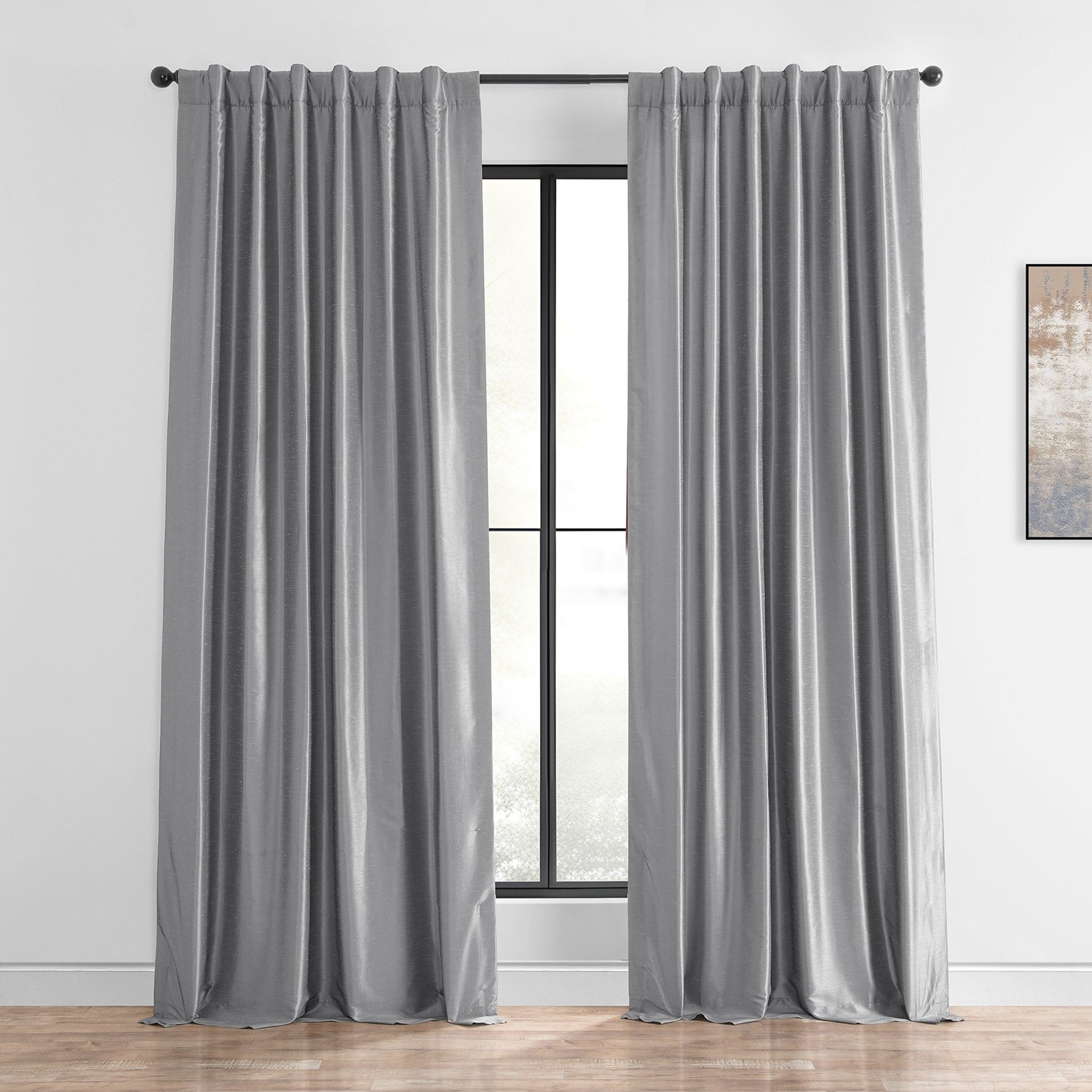 Exclusive Fabric Storm Grey Faux Textured Dupioni Silk Curtains (1 Panel)