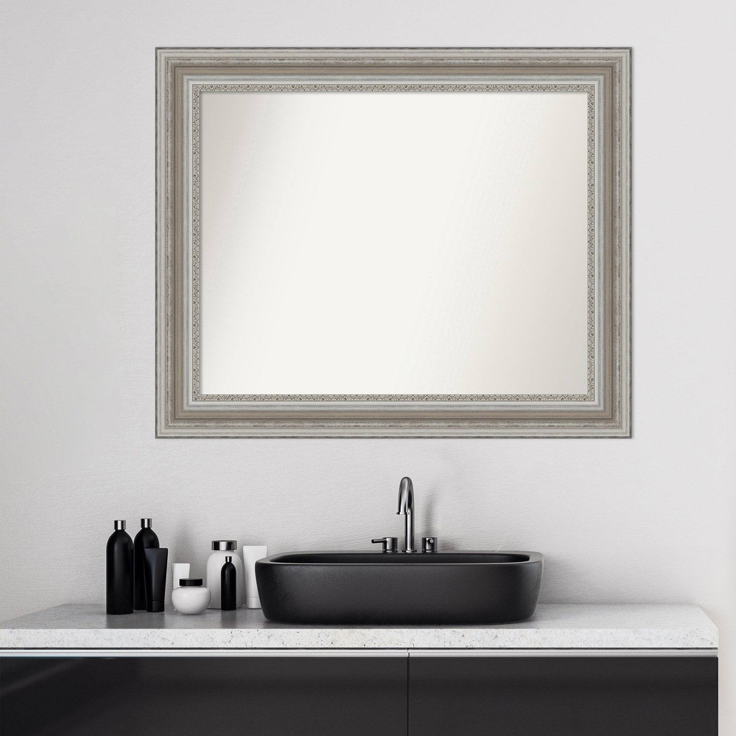 Non-Beveled Bathroom Wall Mirror - Parlor Silver Frame