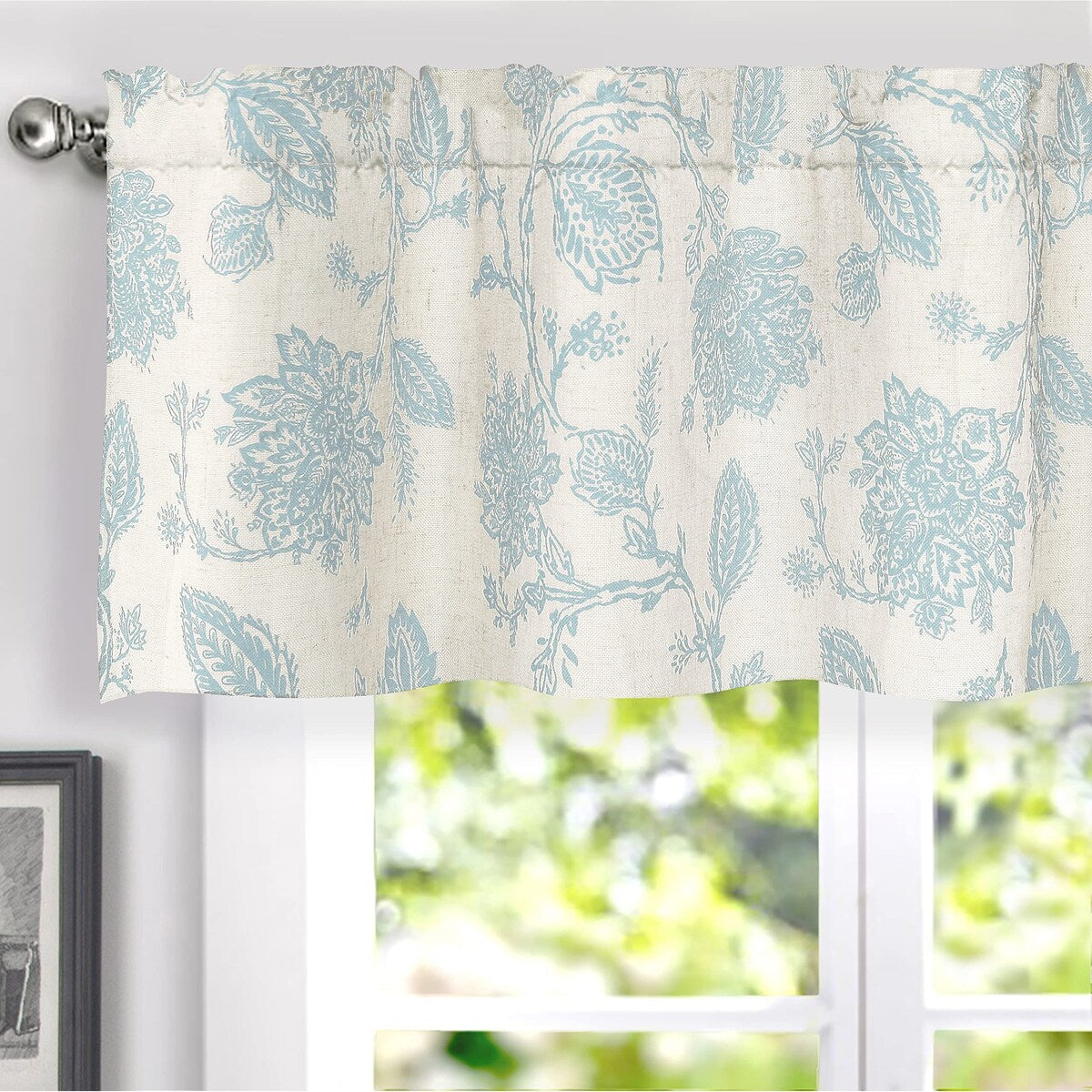 DriftAway Freda Jacobean Floral Linen Blend Window Curtain Valance