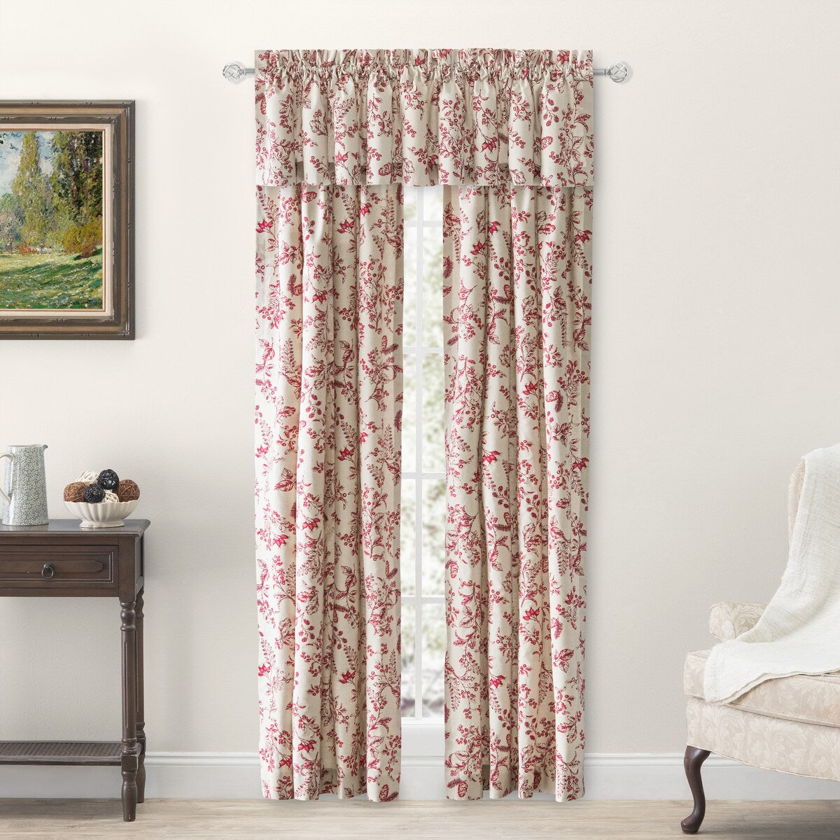 Waverly Gardens Tailored Panel Pair with tiebacks or Tailored Valance