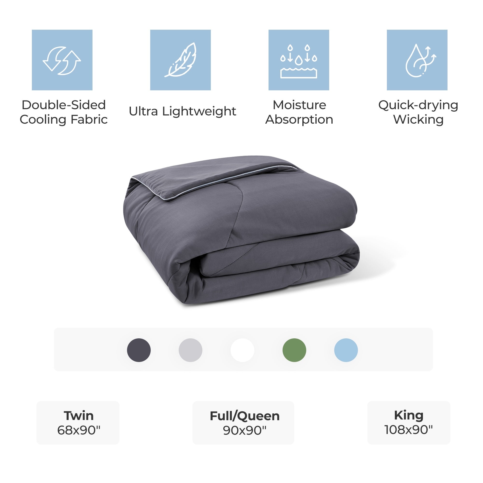 Lightweight Breathable Dual-side Cooling Blanket for Hot Sleepers, Cool Touch Comforter