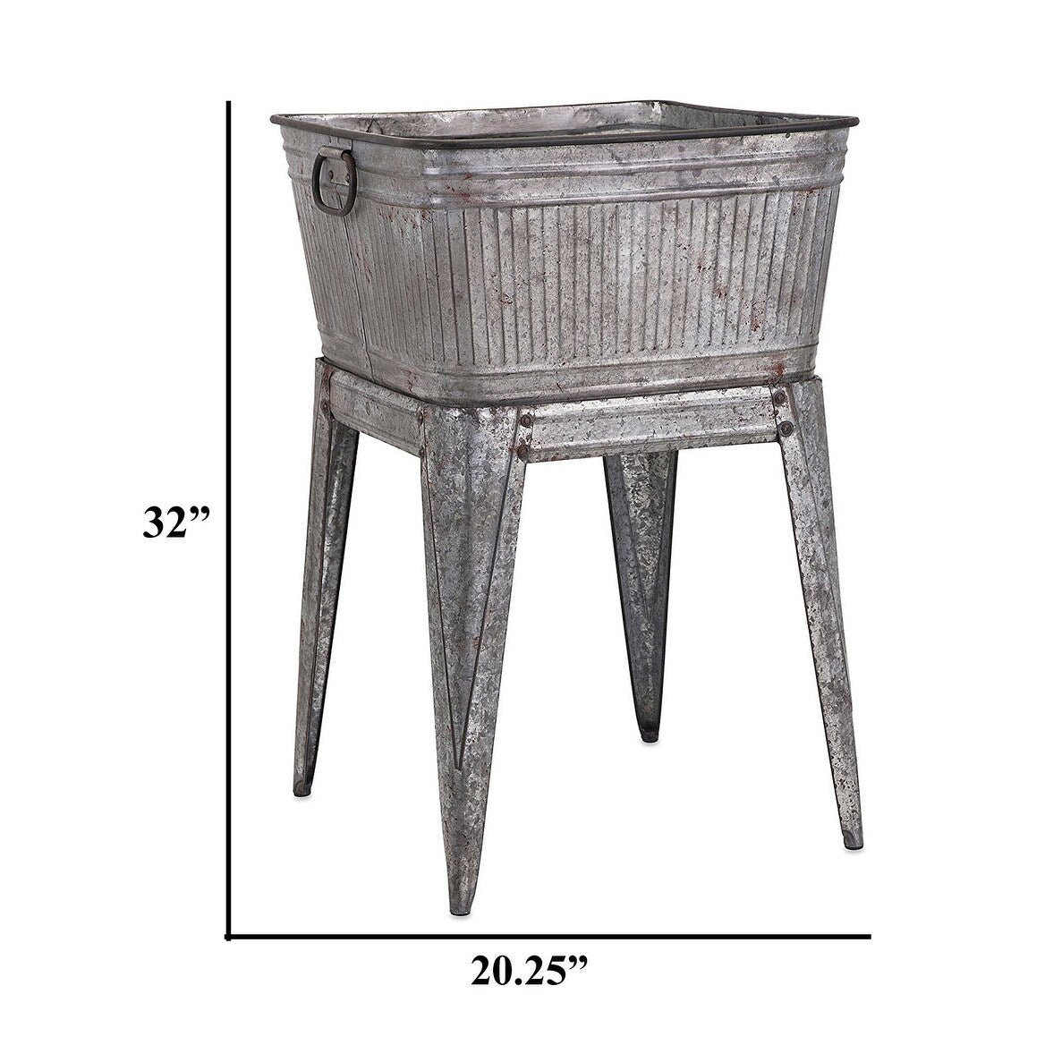 Multi-Functional Galvanized Metal Tub on Stand, Grey