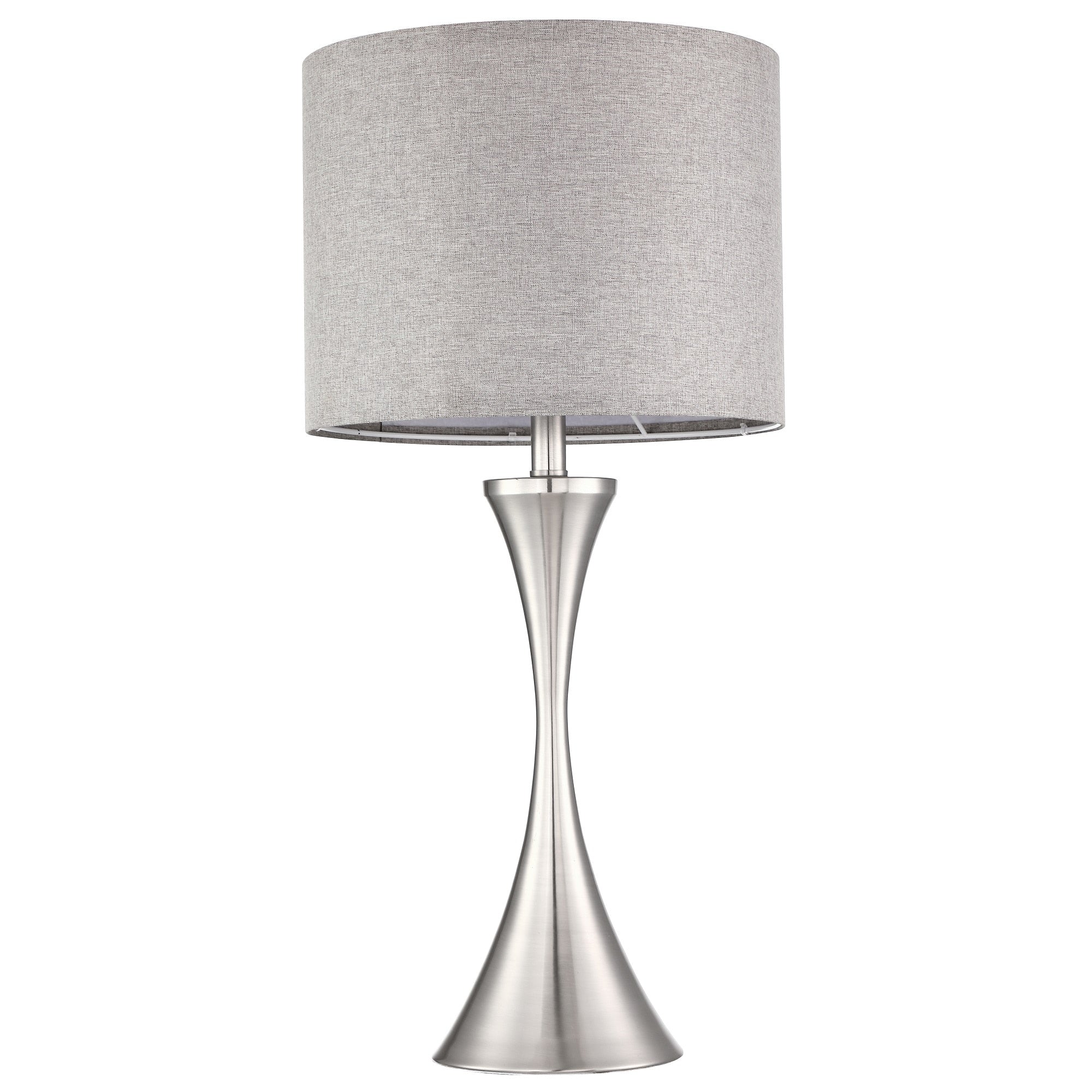 2-Pk 1-light Table Lamp with Brushed Nickel Finish and Grey Fabric Shade