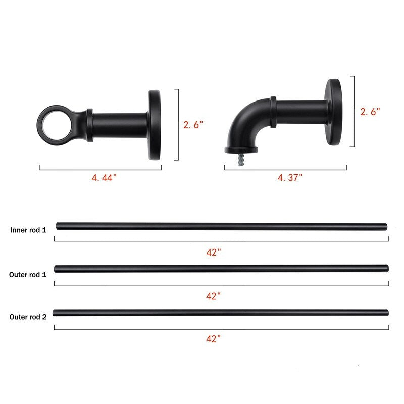 UTOPIA ALLEY 1 inch Industrial Curtain Rods for Windows, Blackout, Wrap Around Curtain Rods, Rustic Style, Matte Black