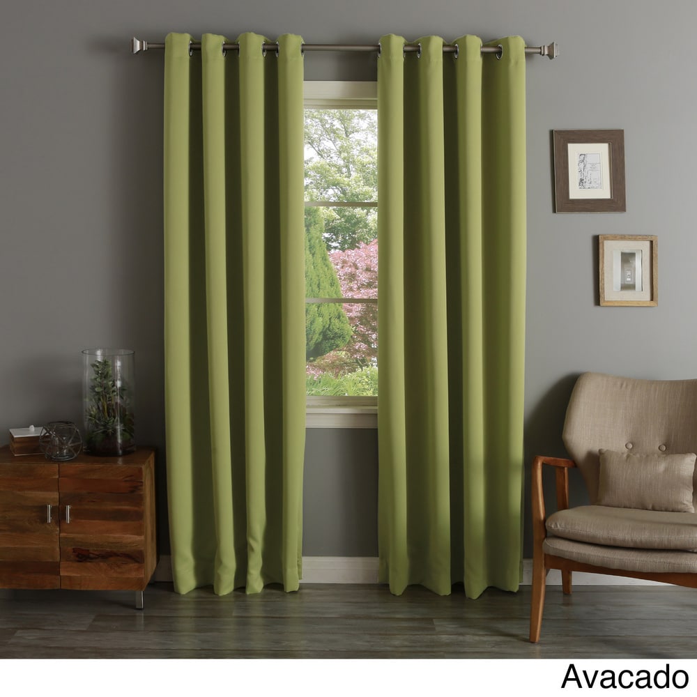 Aurora Home Silvertone Grommet Thermal Insulated Blackout Curtain Panel Pair