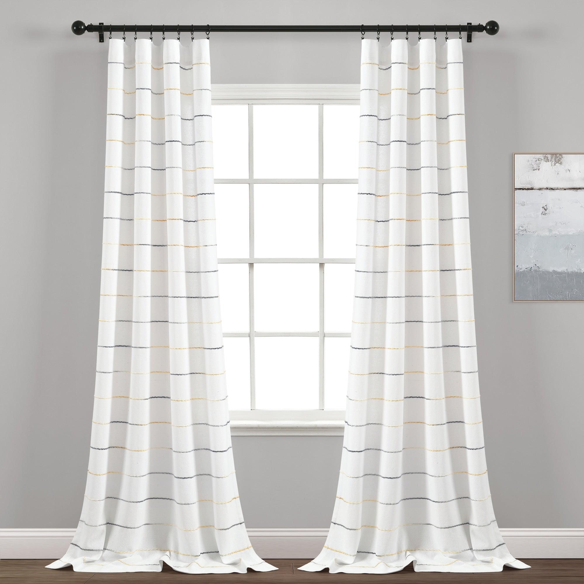 Carson Carrington Pajebo Ombre Stripe Cotton Curtain Panel Pair