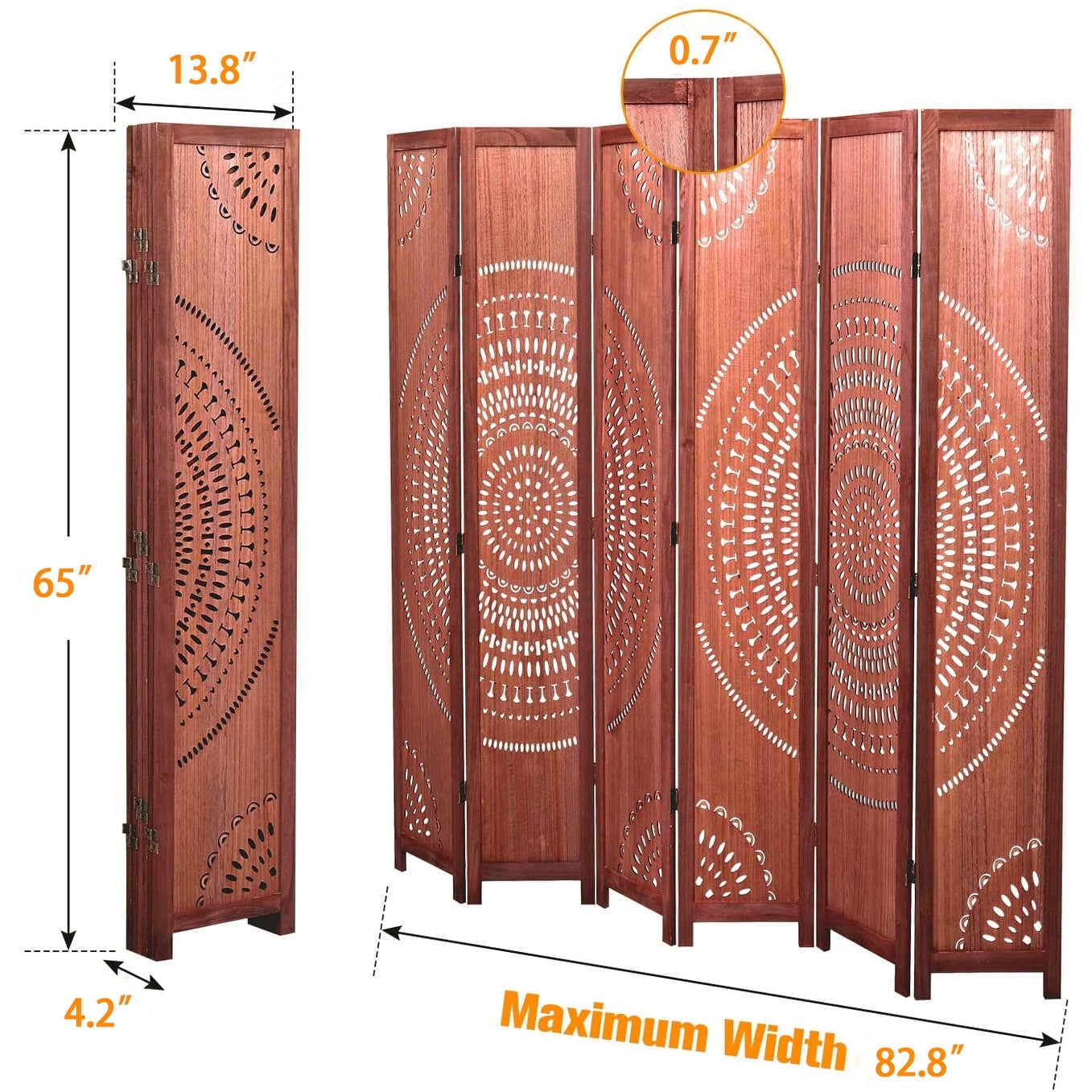 65'' H Solid Wood Folding Room Divider