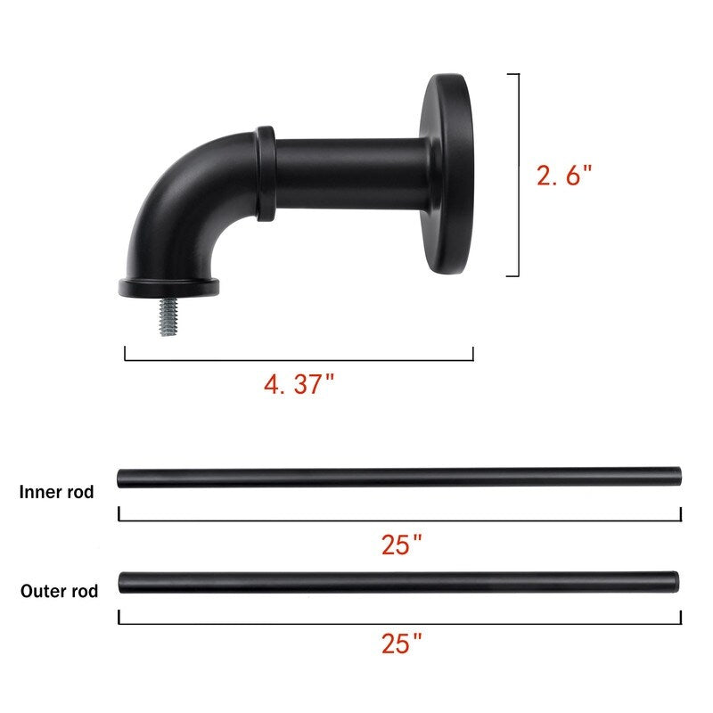 UTOPIA ALLEY 1 inch Industrial Curtain Rods for Windows, Blackout, Wrap Around Curtain Rods, Rustic Style, Matte Black