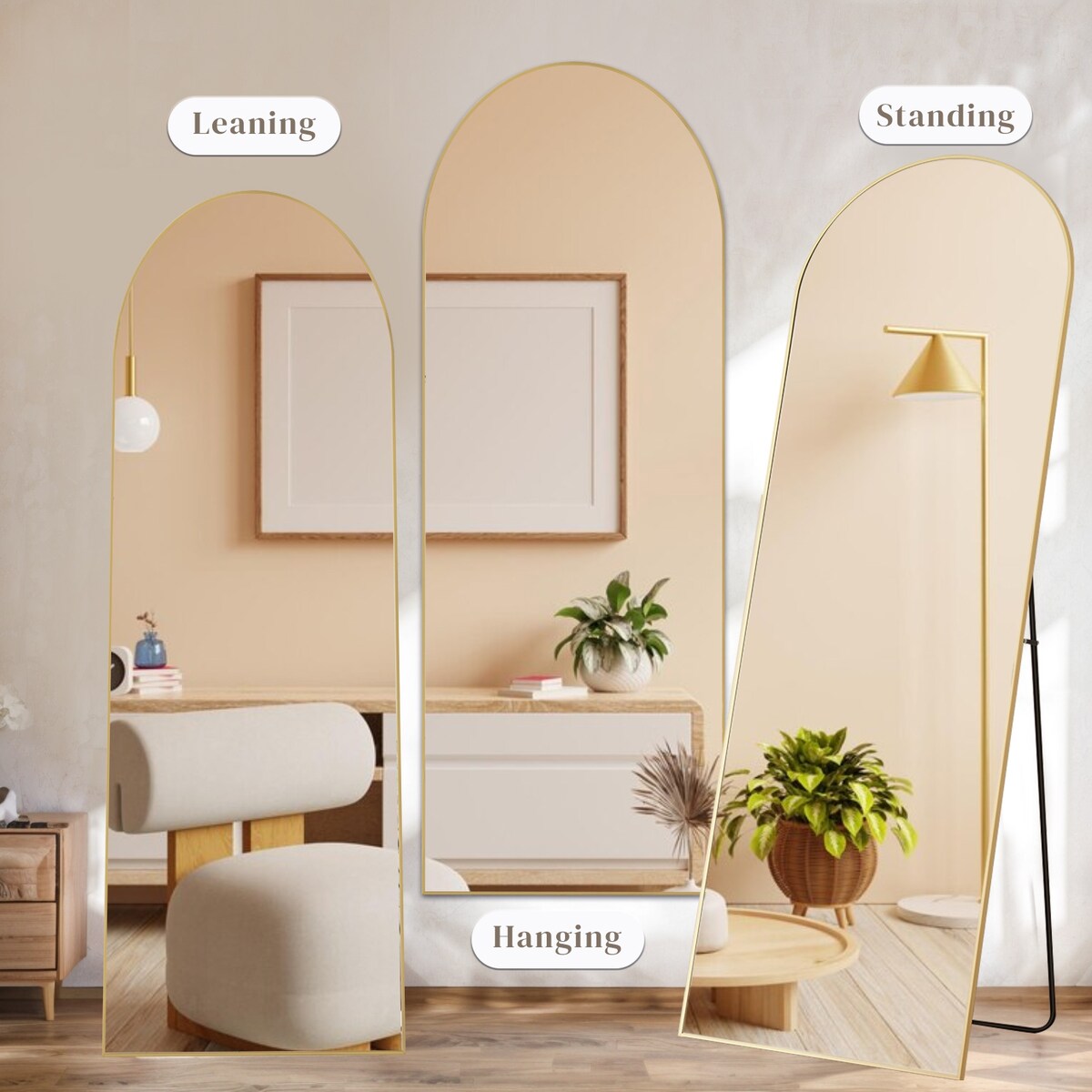 Mirror Full Length Body Wall Mirrors with Shatter-Proof Glass, Floor Standing for Bedroom Cloakroom