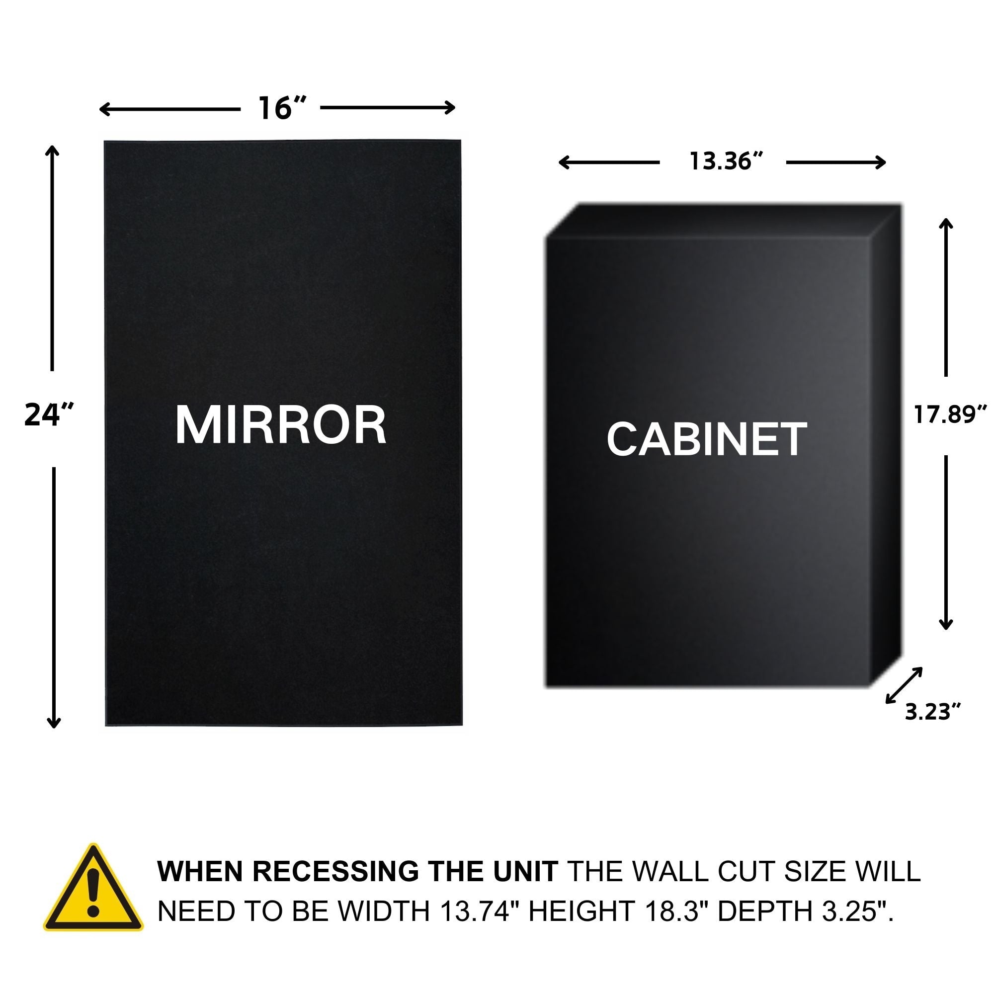 TEHOME Haddison Recessed Framed Medicine Cabinet with Mirror