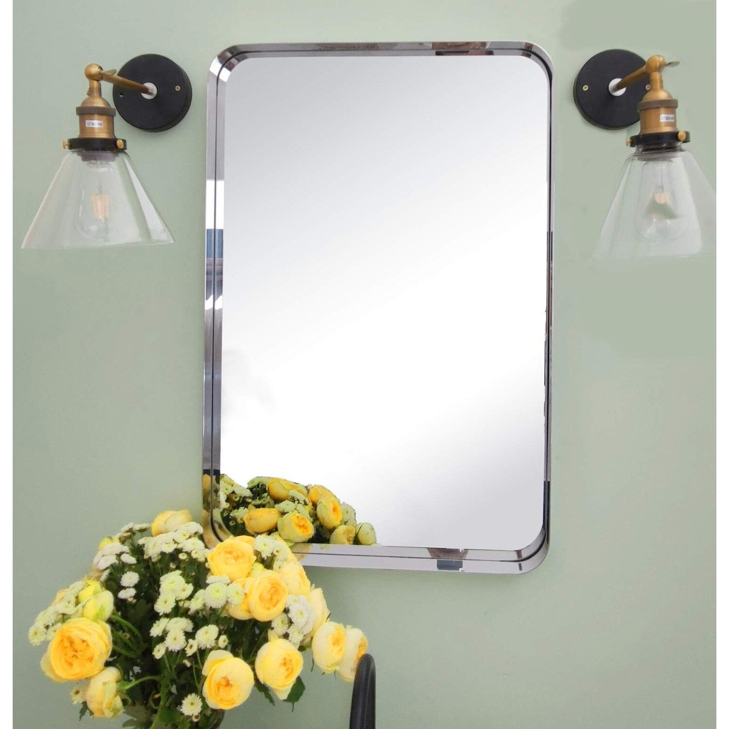 TEHOME Arthers Stainless Steel Metal Bathroom Vanity Wall Mirror