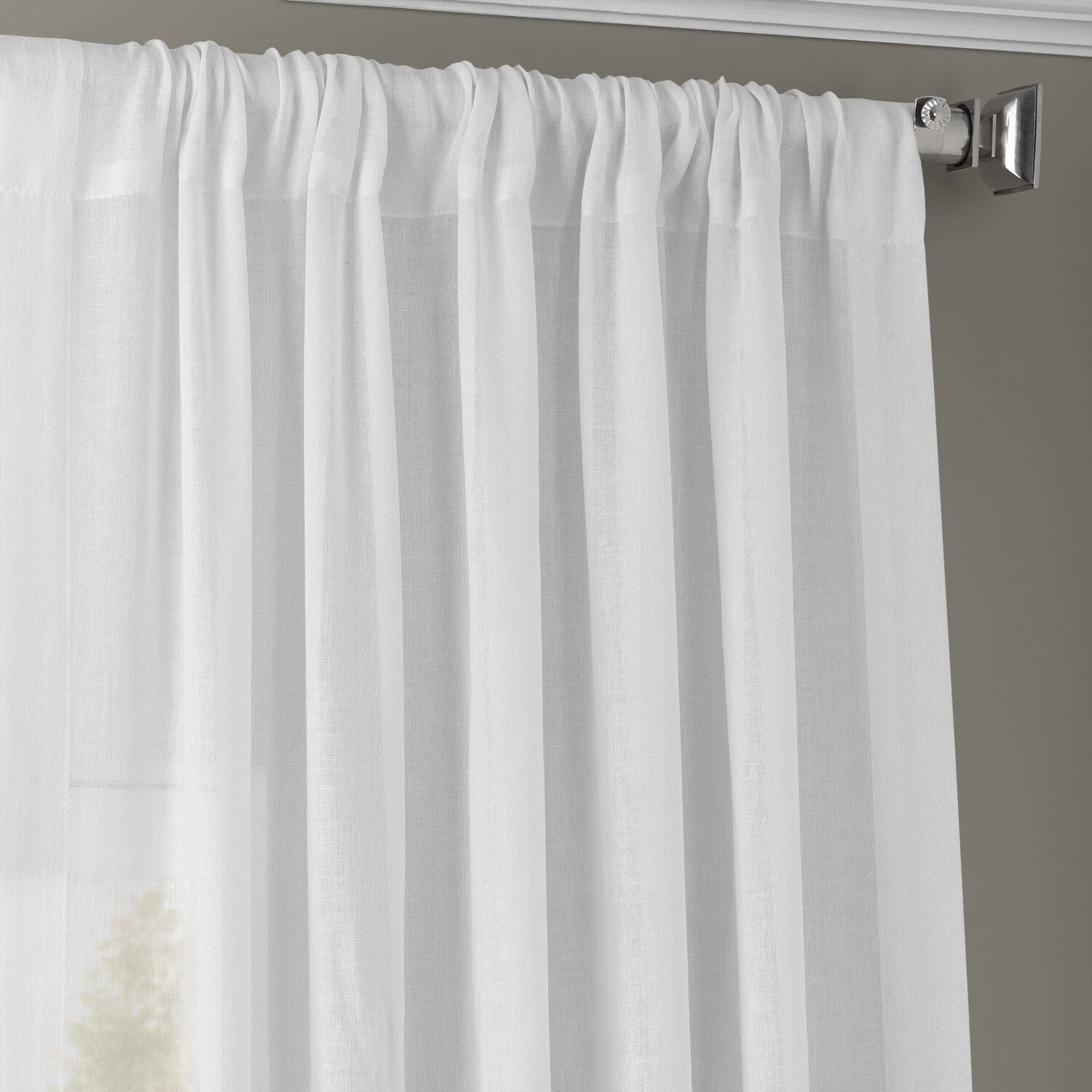 Exclusive Fabrics White Orchid Faux Linen Sheer Curtain (1 Panel)