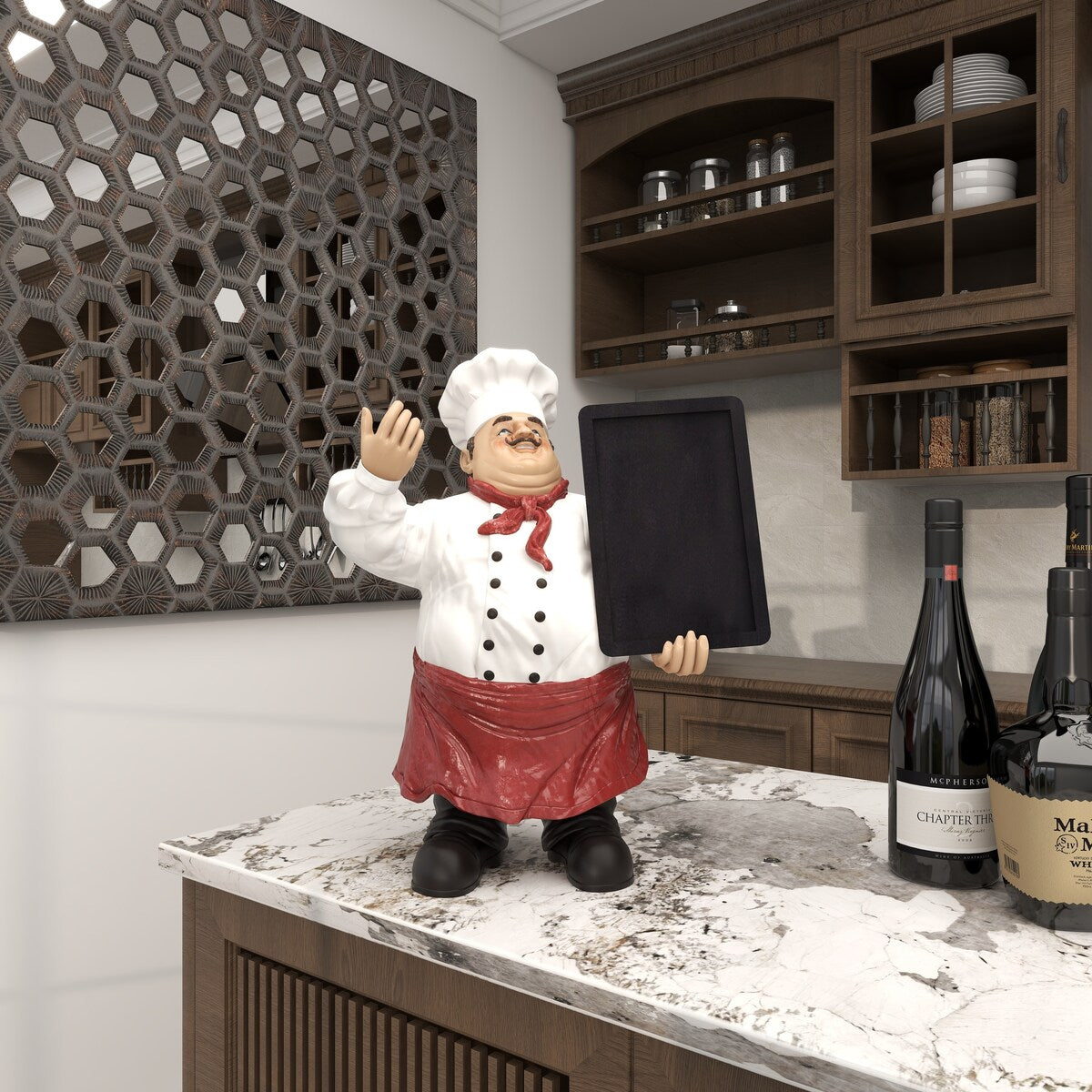 Polystone Chef Decorative Sculpture with Chalkboard - Multi Colored - Roche River Decor