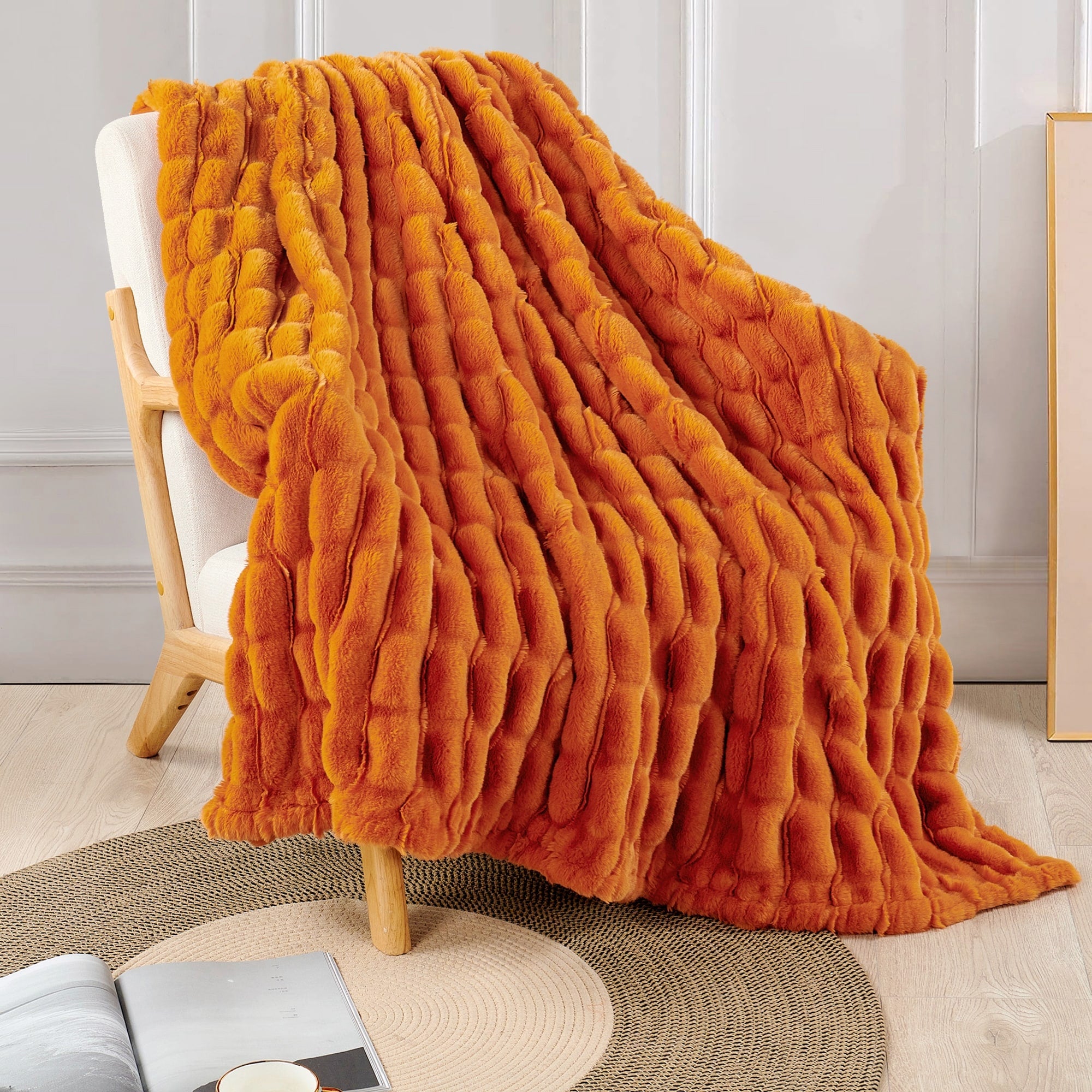 Home Soft Things Stretchy Solid Color FauxFur Throw Cozy Soft Blanket